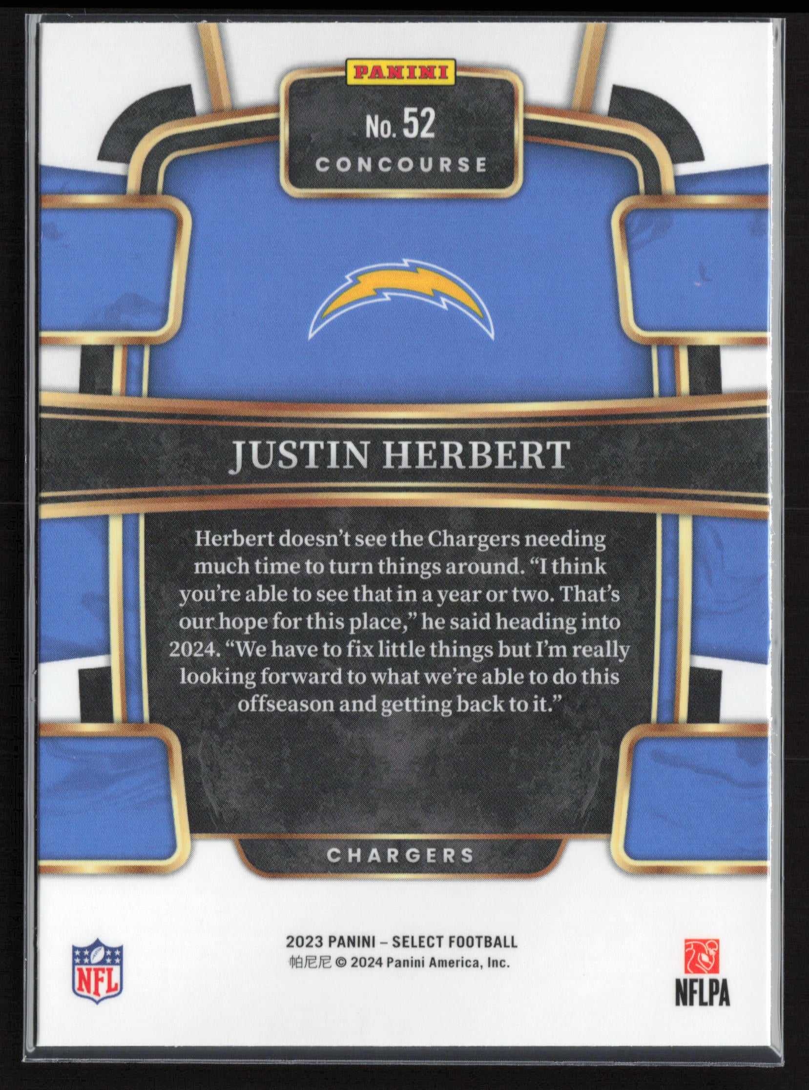 2023 Panini Select #52 Justin Herbert