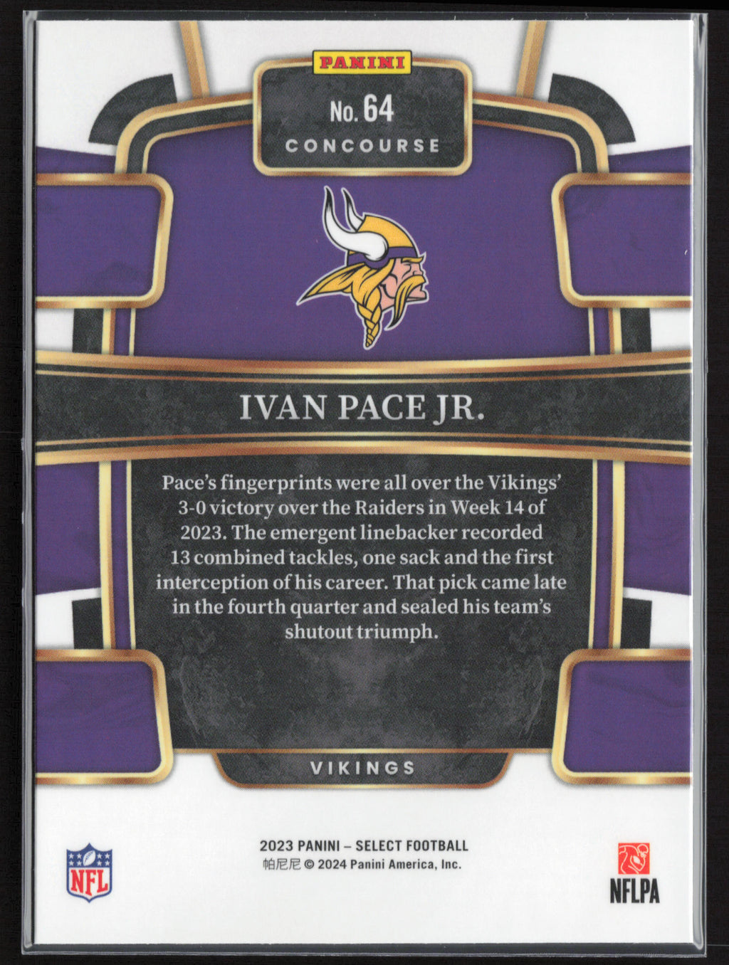 2023 Panini Select #64 Ivan Pace Jr.