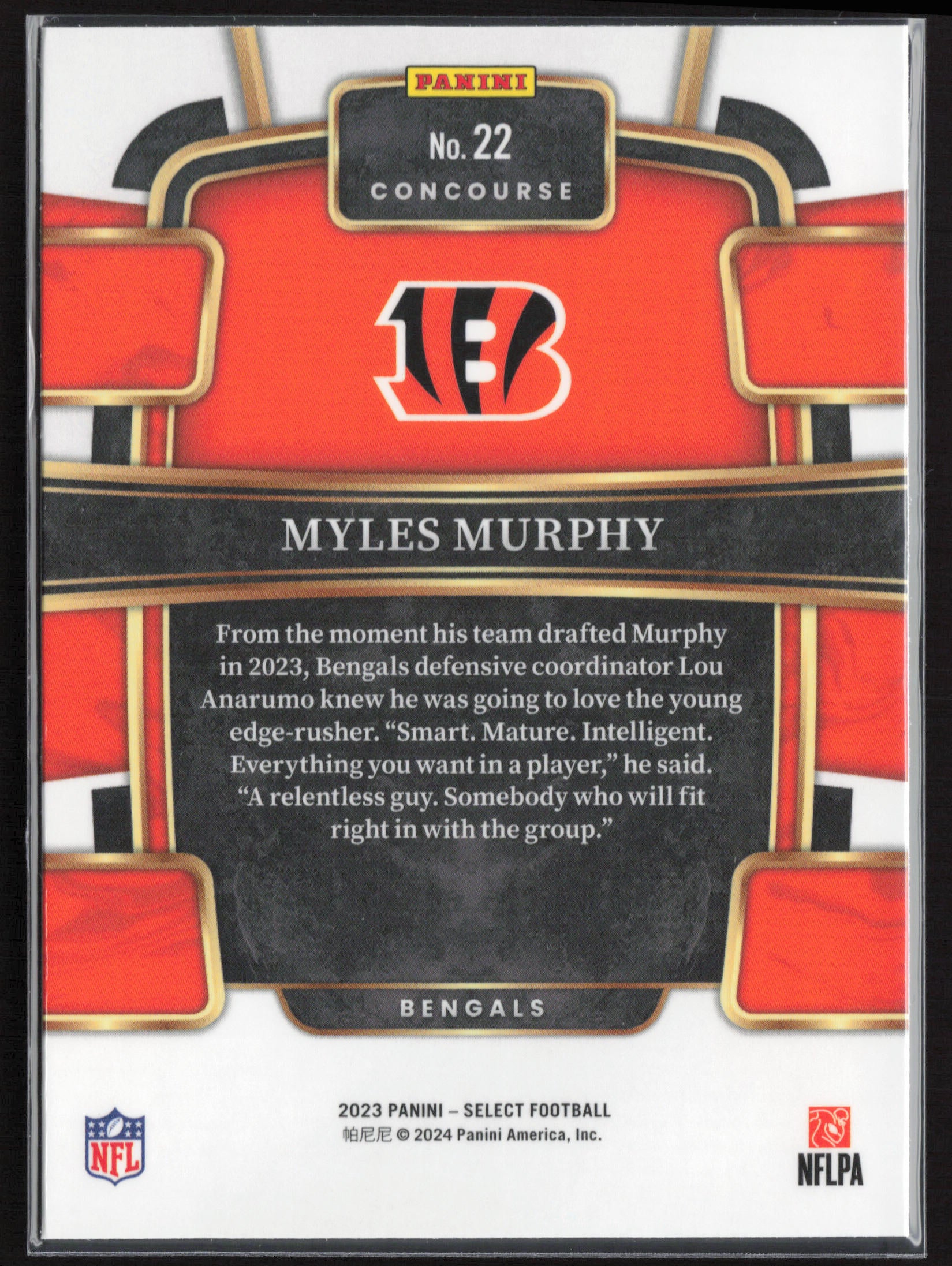 2023 Panini Select #22 Myles Murphy
