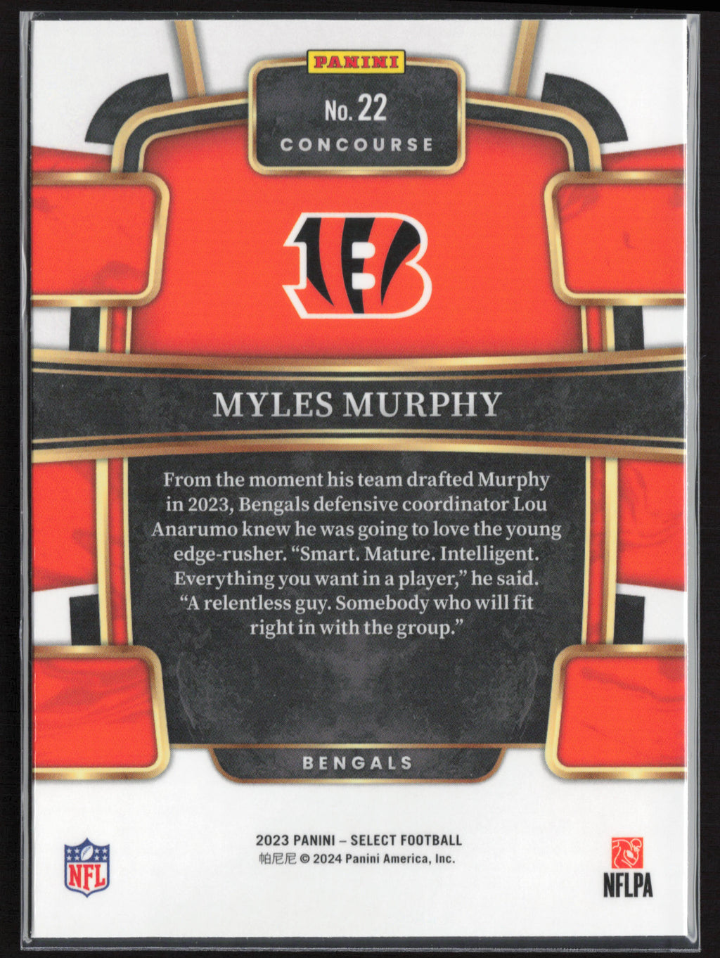 2023 Panini Select #22 Myles Murphy