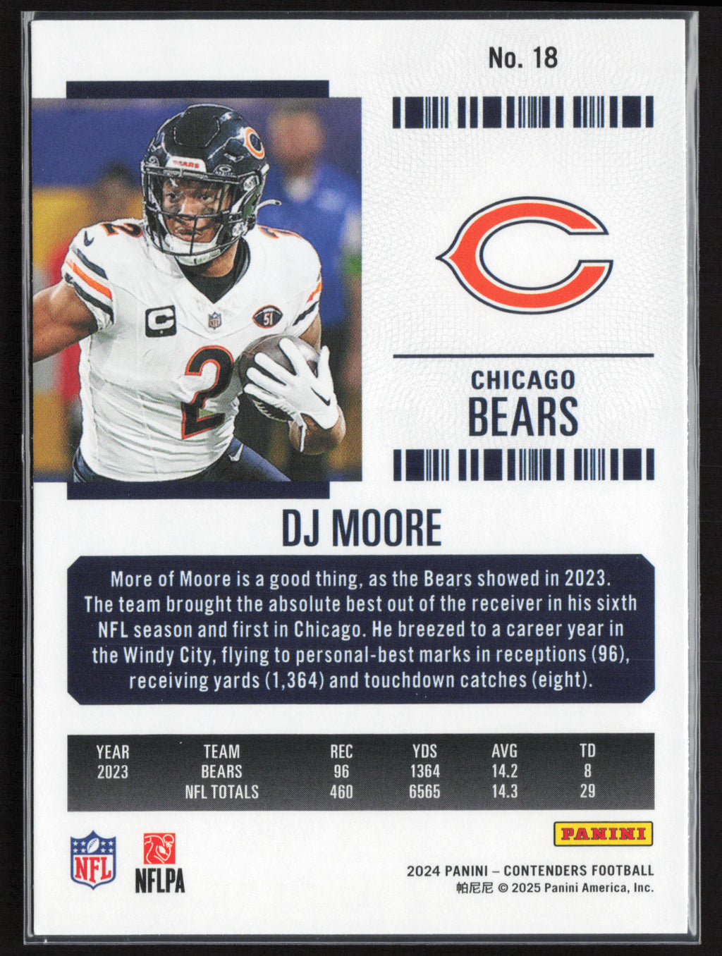 2024 Panini Contenders #18 DJ Moore Season Ticket Retail