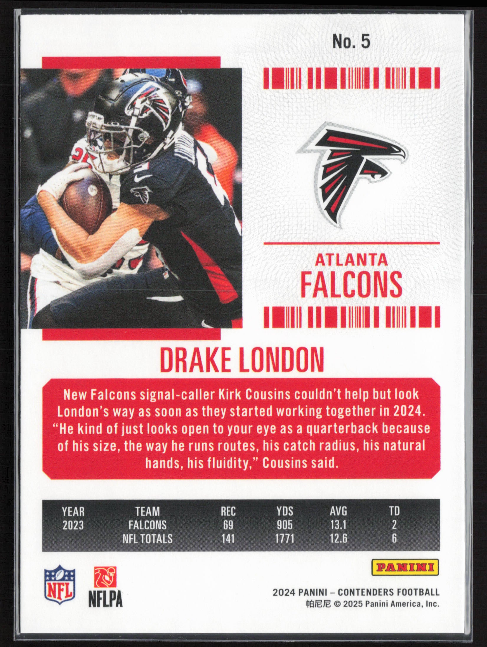 2024 Panini Contenders #5 Drake London Season Ticket Retail