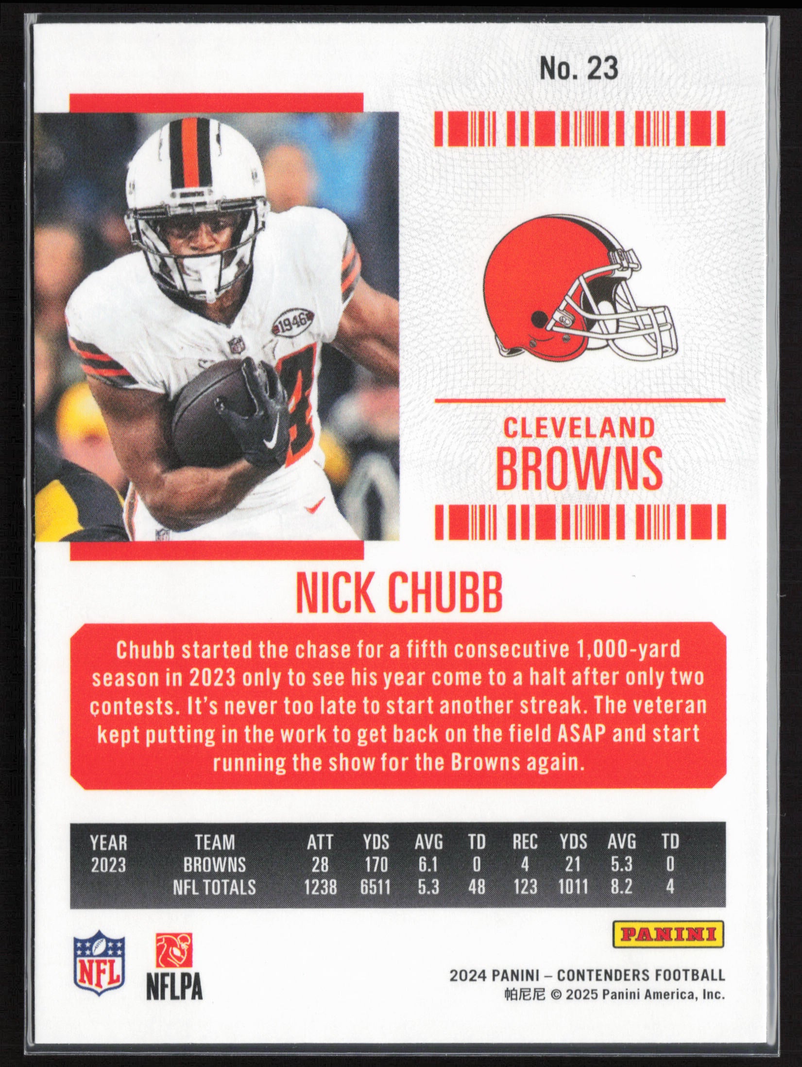 2024 Panini Contenders #23 Nick Chubb Season Ticket Retail