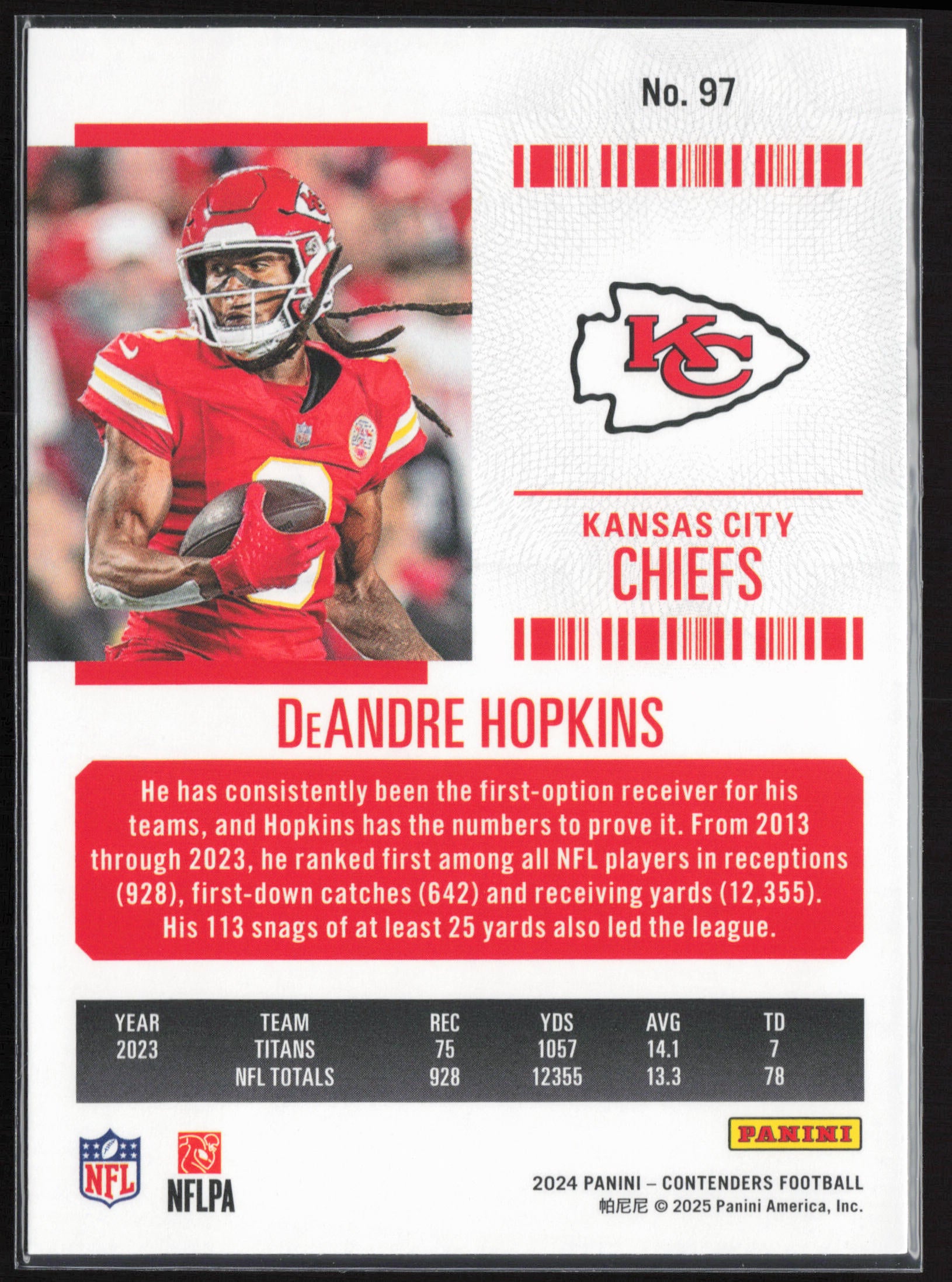 2024 Panini Contenders #97 DeAndre Hopkins Season Ticket Retail