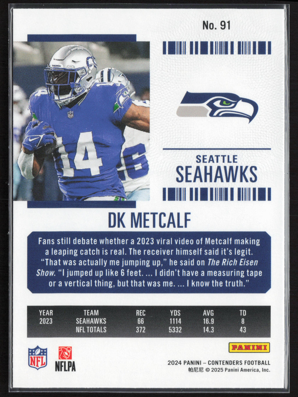 2024 Panini Contenders #91 DK Metcalf Season Ticket Retail