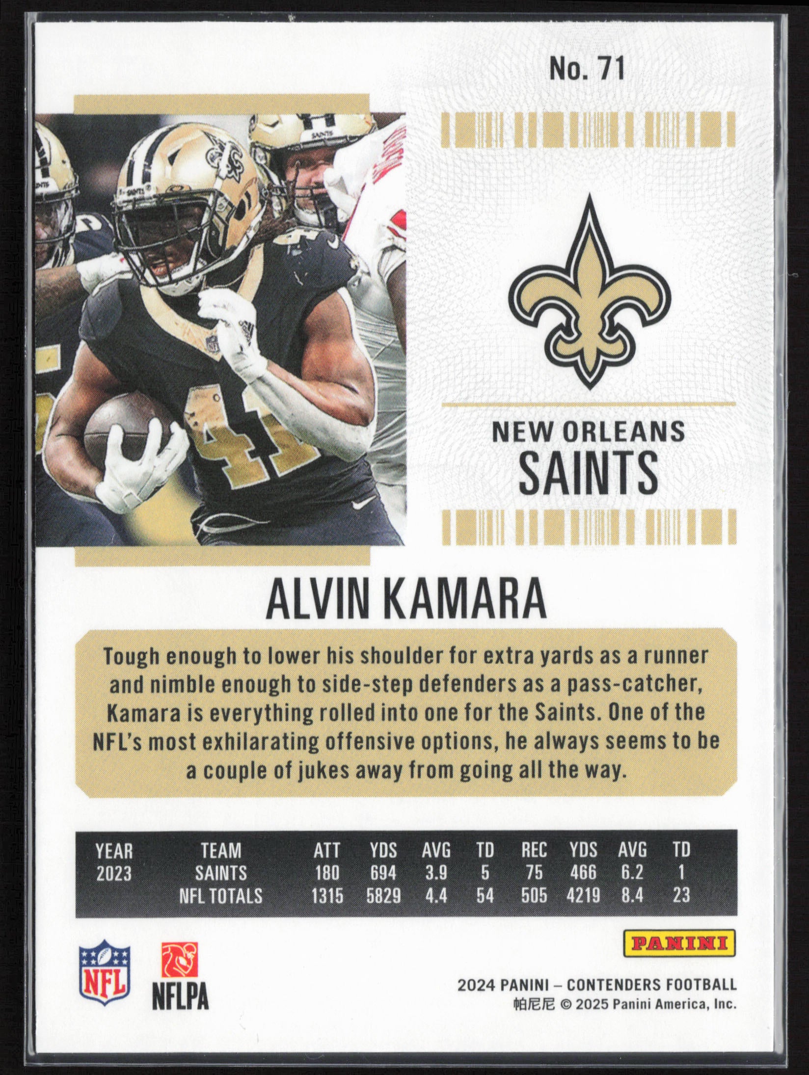 2024 Panini Contenders #71 Alvin Kamara Season Ticket Retail