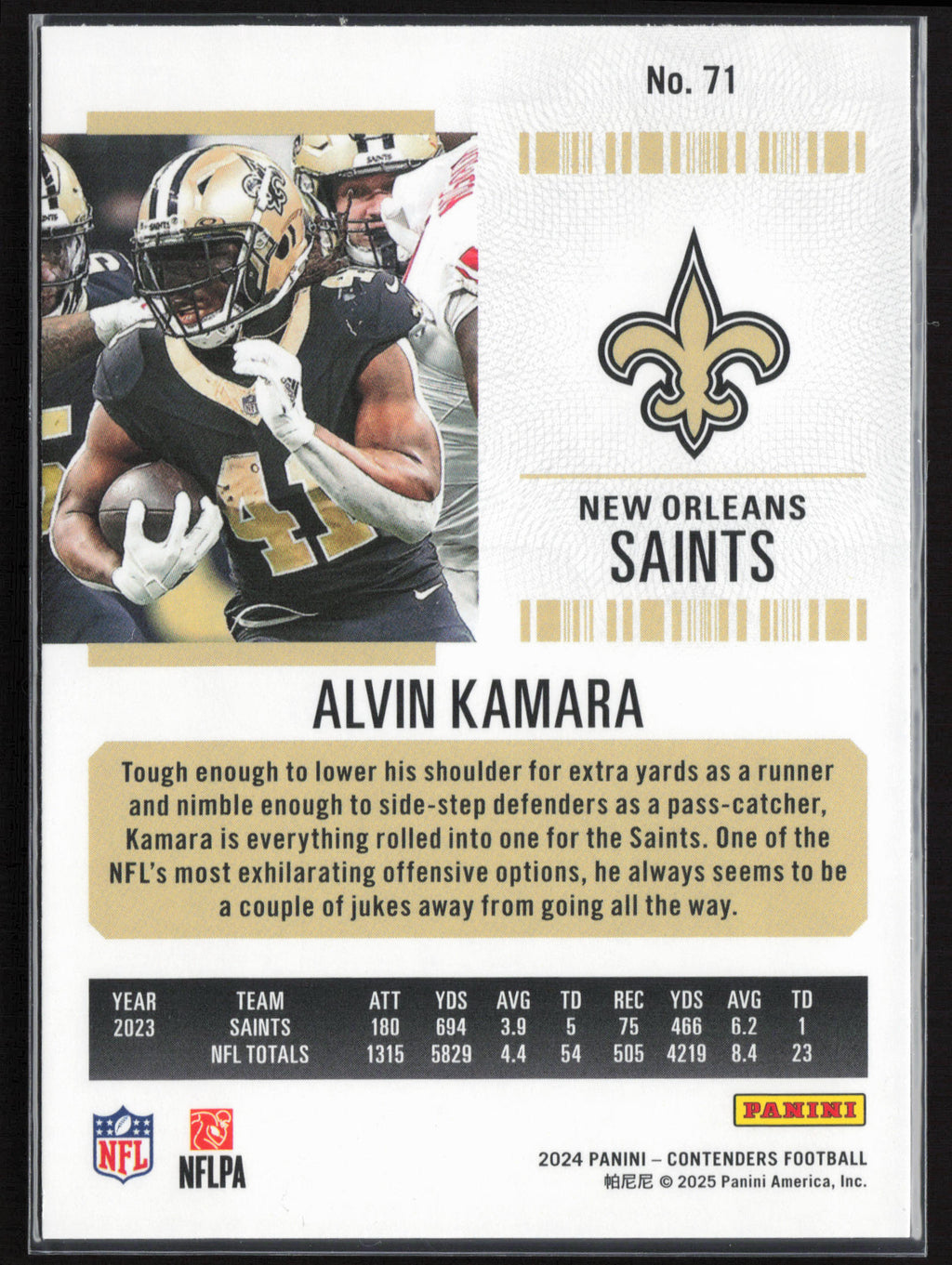 2024 Panini Contenders #71 Alvin Kamara Season Ticket Retail
