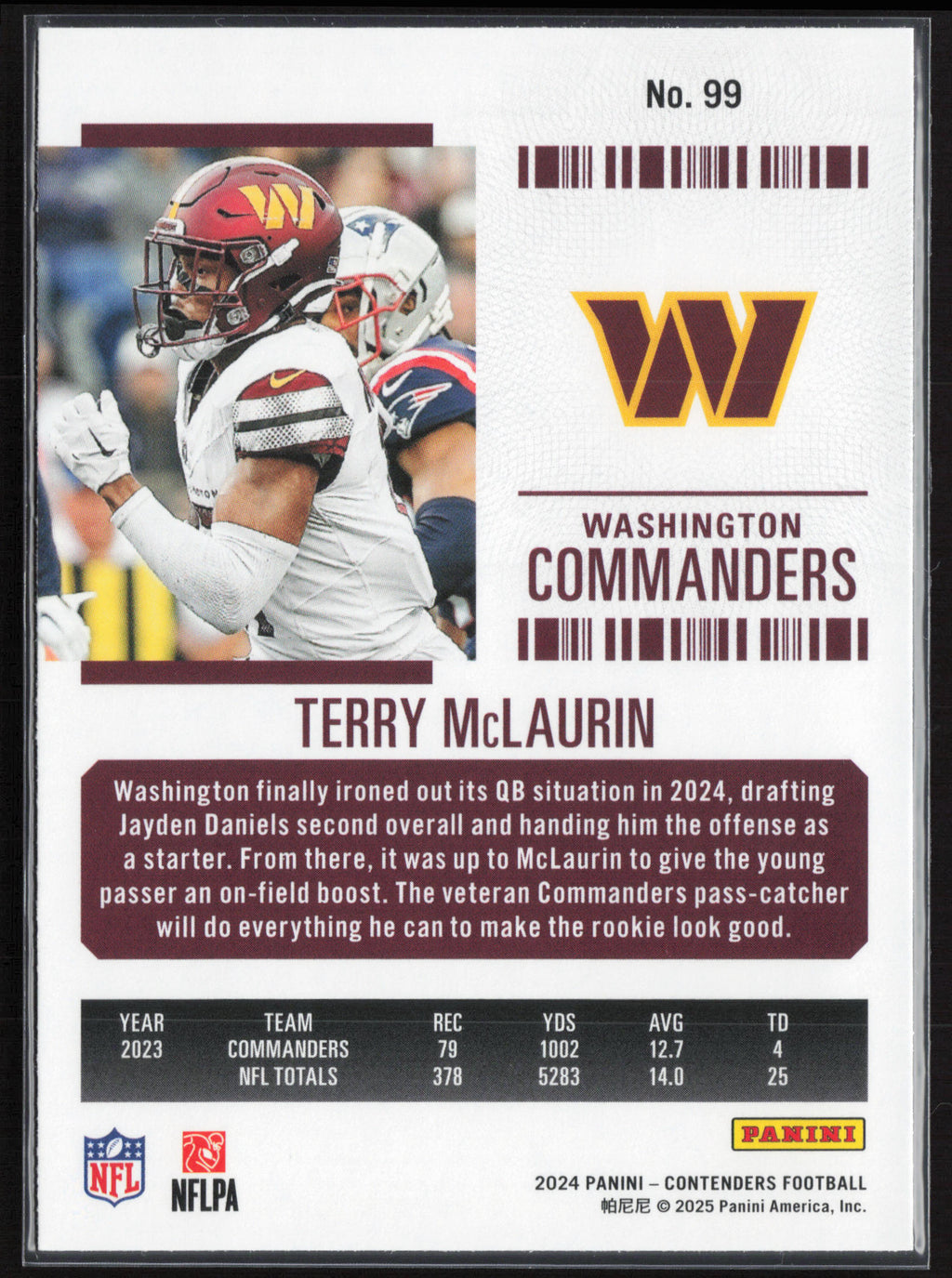 2024 Panini Contenders #99 Terry McLaurin Season Ticket Retail