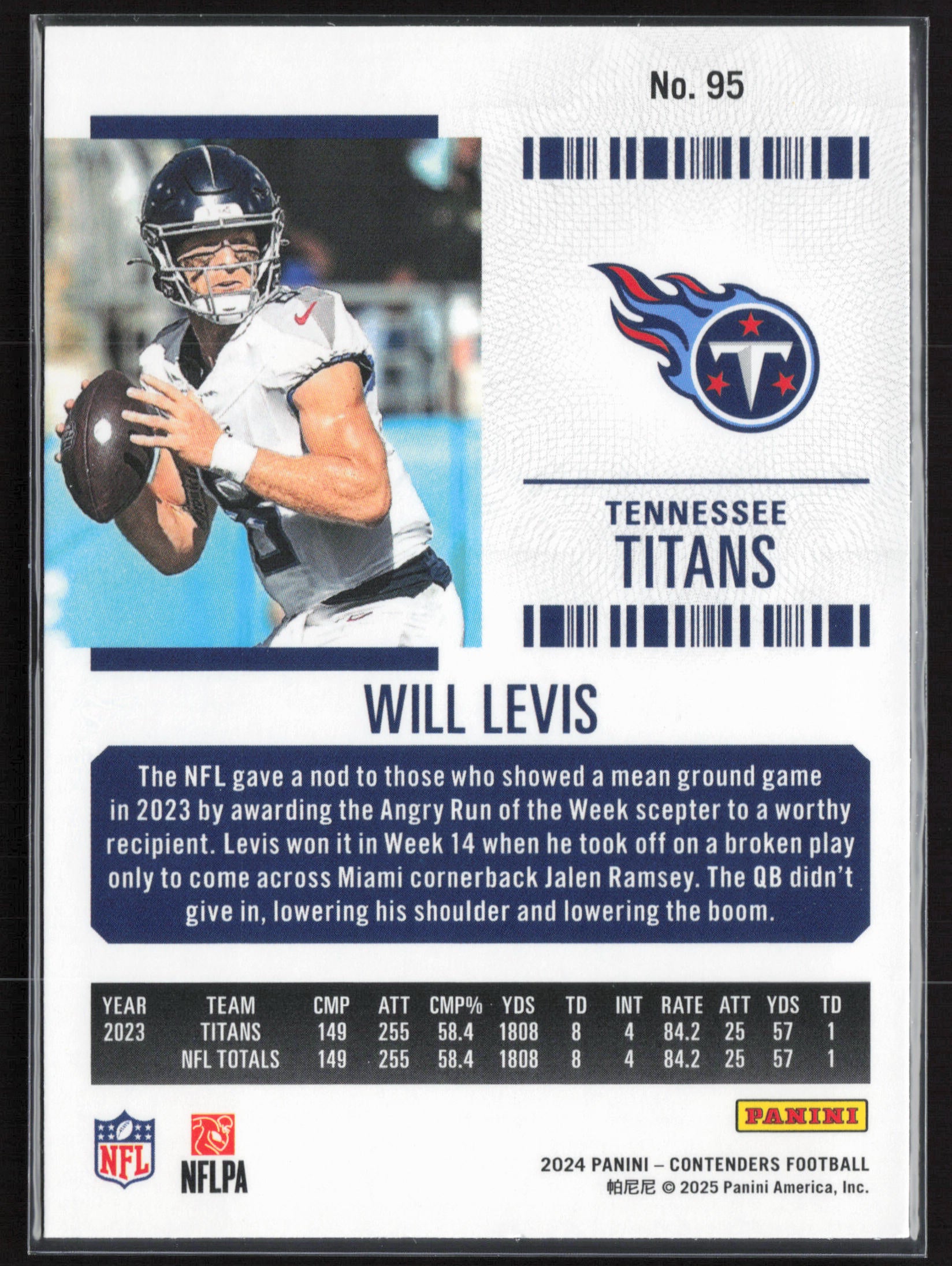 2024 Panini Contenders #95 Will Levis Season Ticket Retail
