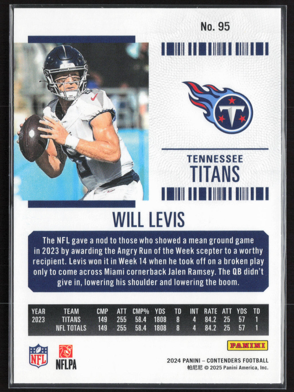 2024 Panini Contenders #95 Will Levis Season Ticket Retail