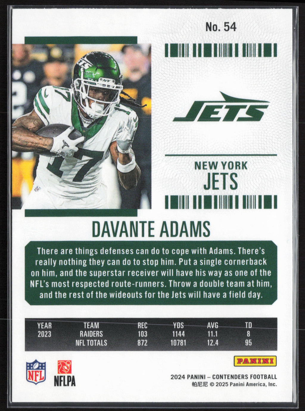 2024 Panini Contenders #54 Davante Adams Season Ticket Retail