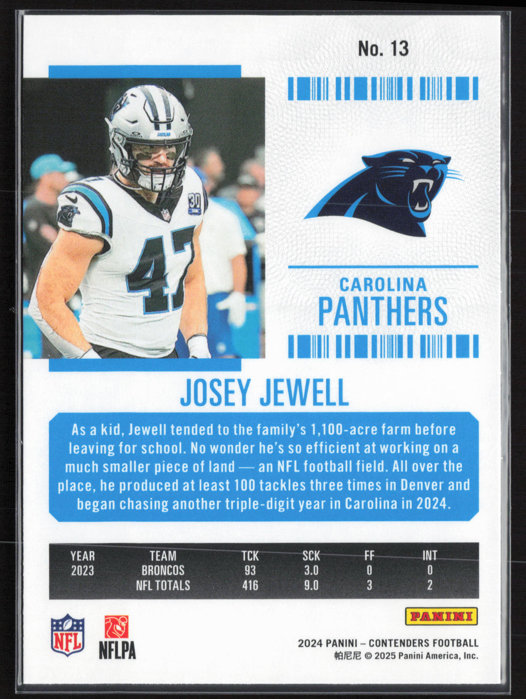 2024 Panini Contenders #13 Josey Jewell Season Ticket Retail