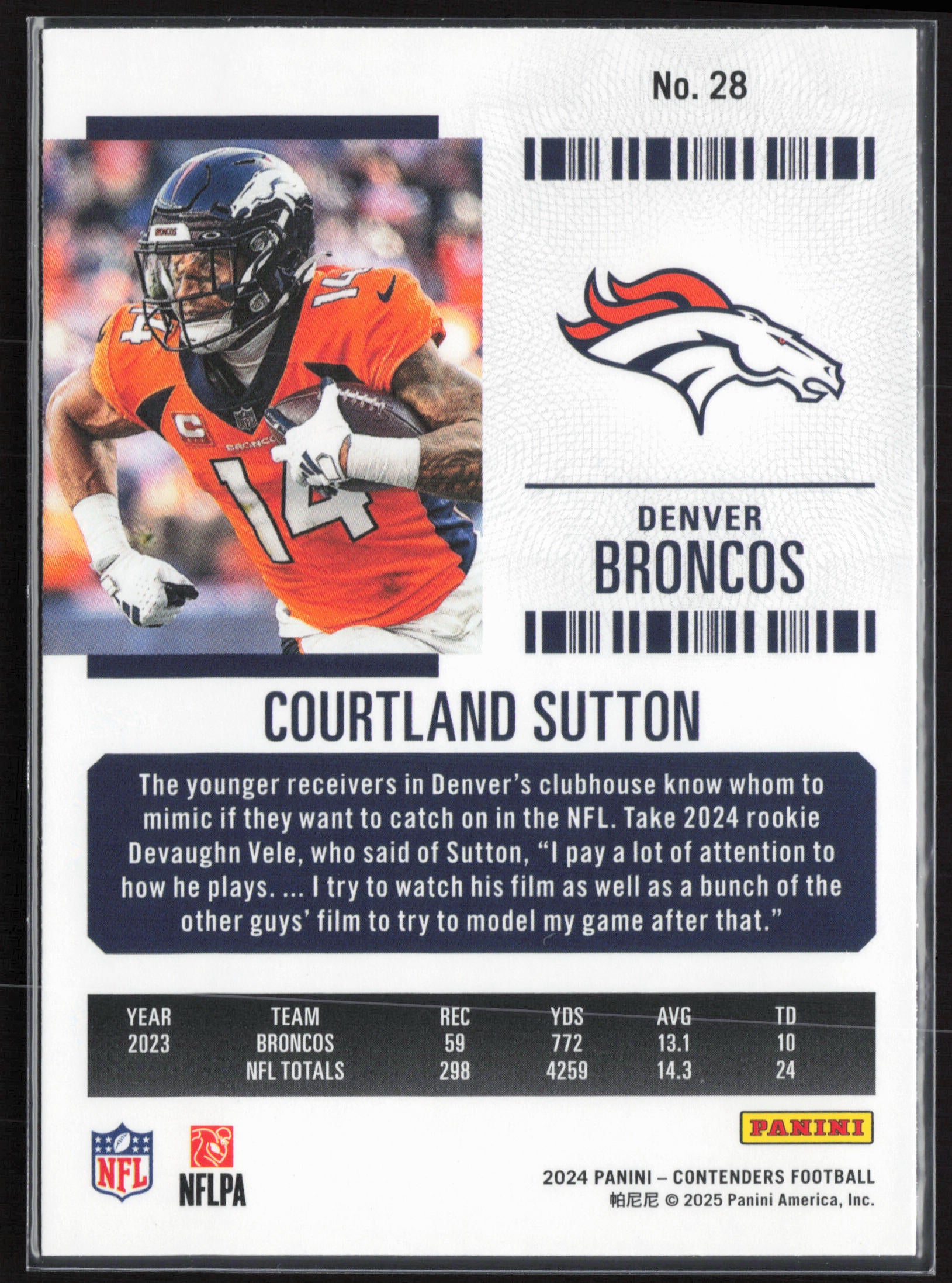 2024 Panini Contenders #28 Courtland Sutton Season Ticket Retail