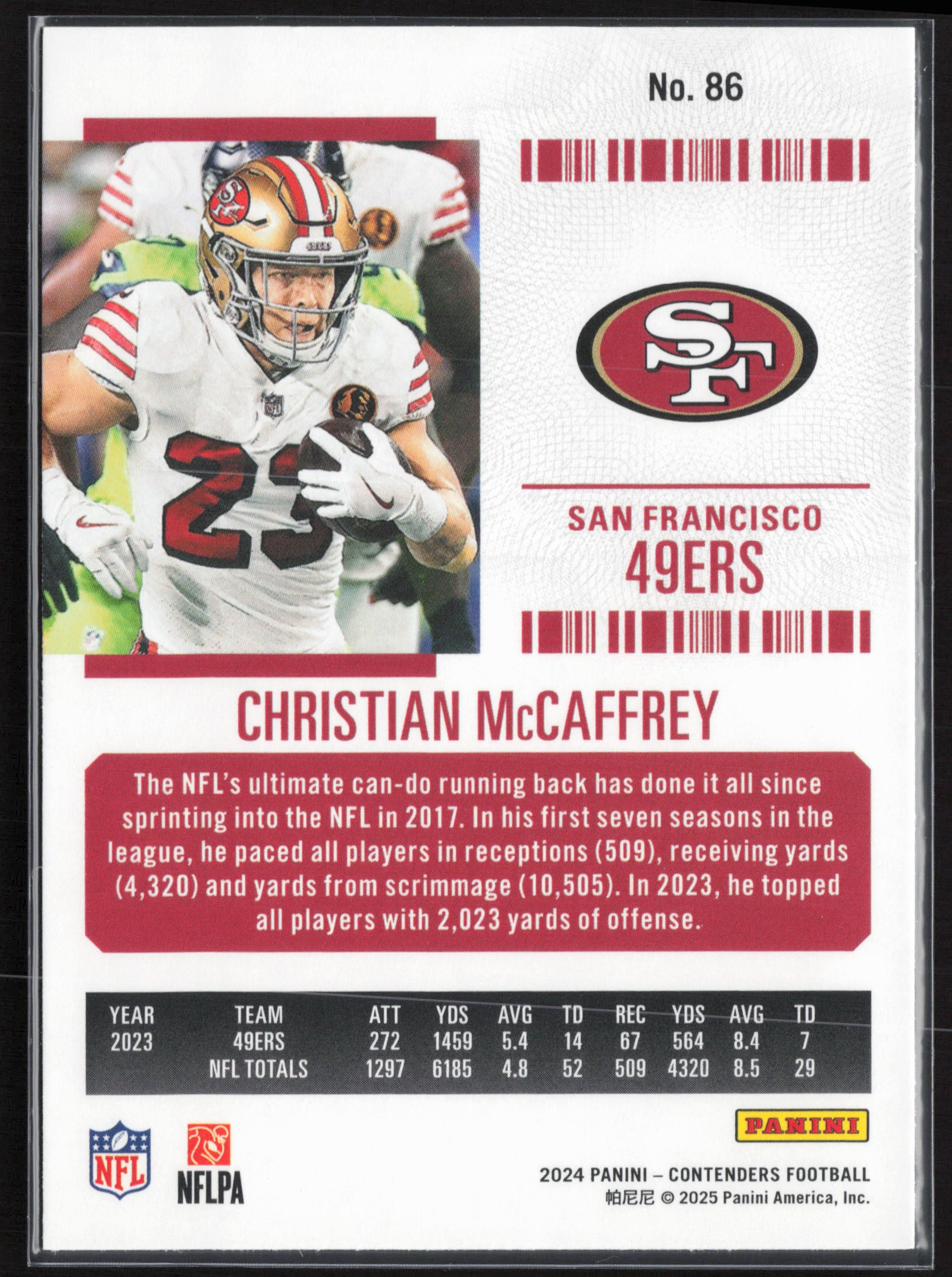 2024 Panini Contenders #86 Christian McCaffrey Season Ticket Retail