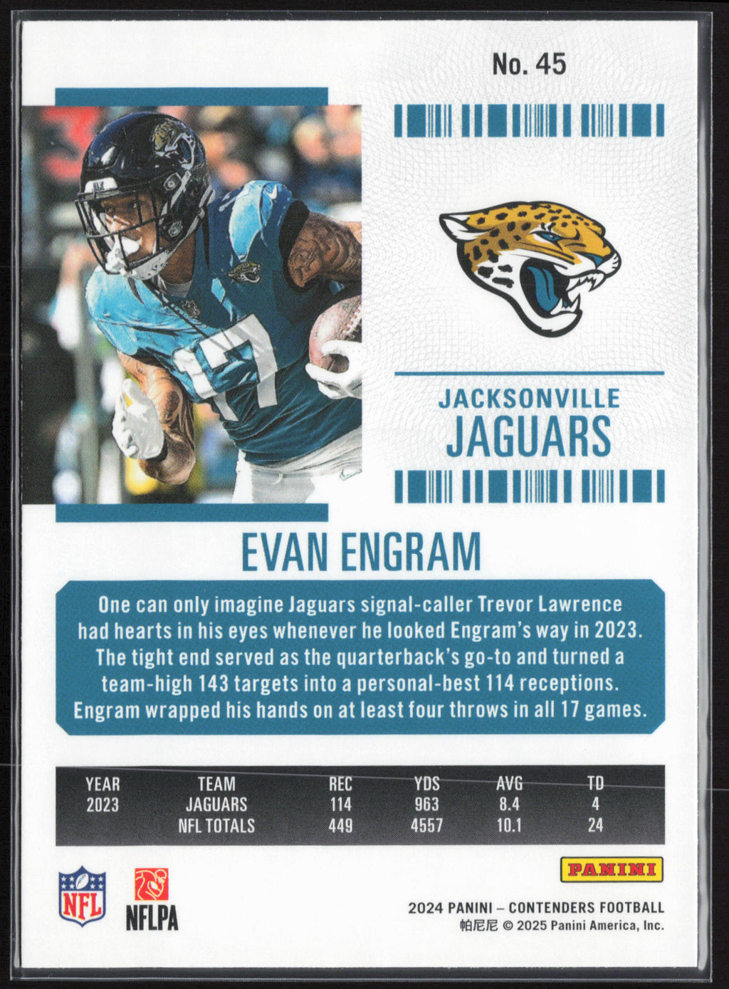 2024 Panini Contenders #45 Evan Engram Season Ticket Retail