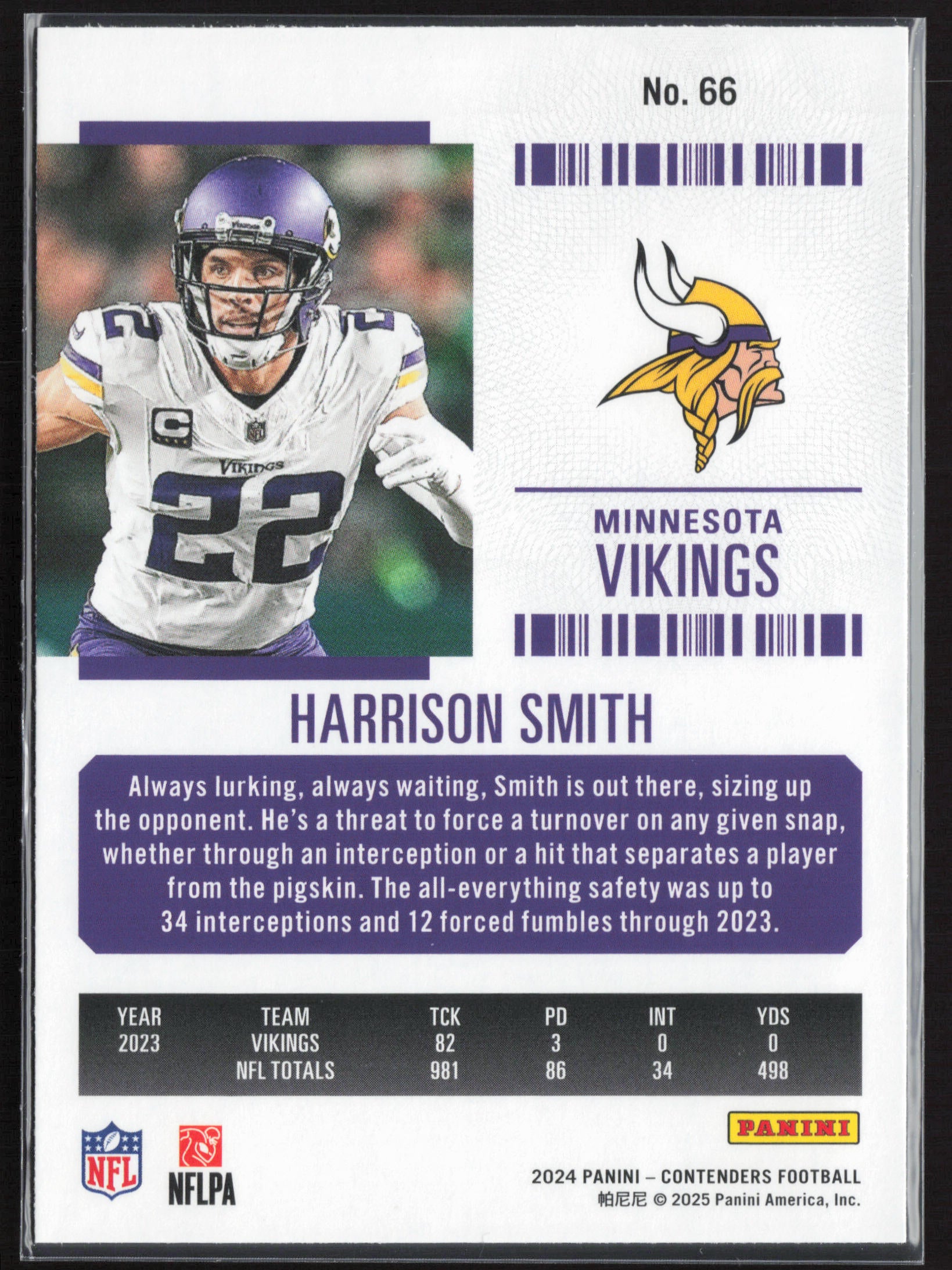 2024 Panini Contenders #66 Harrison Smith Season Ticket Retail