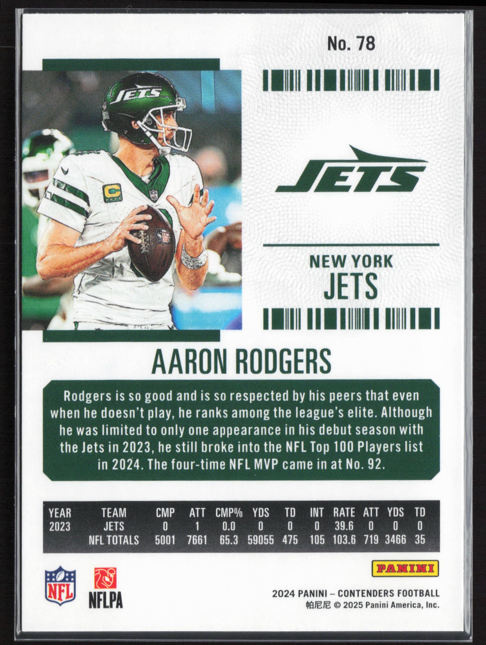 2024 Panini Contenders #78 Aaron Rodgers Season Ticket Retail