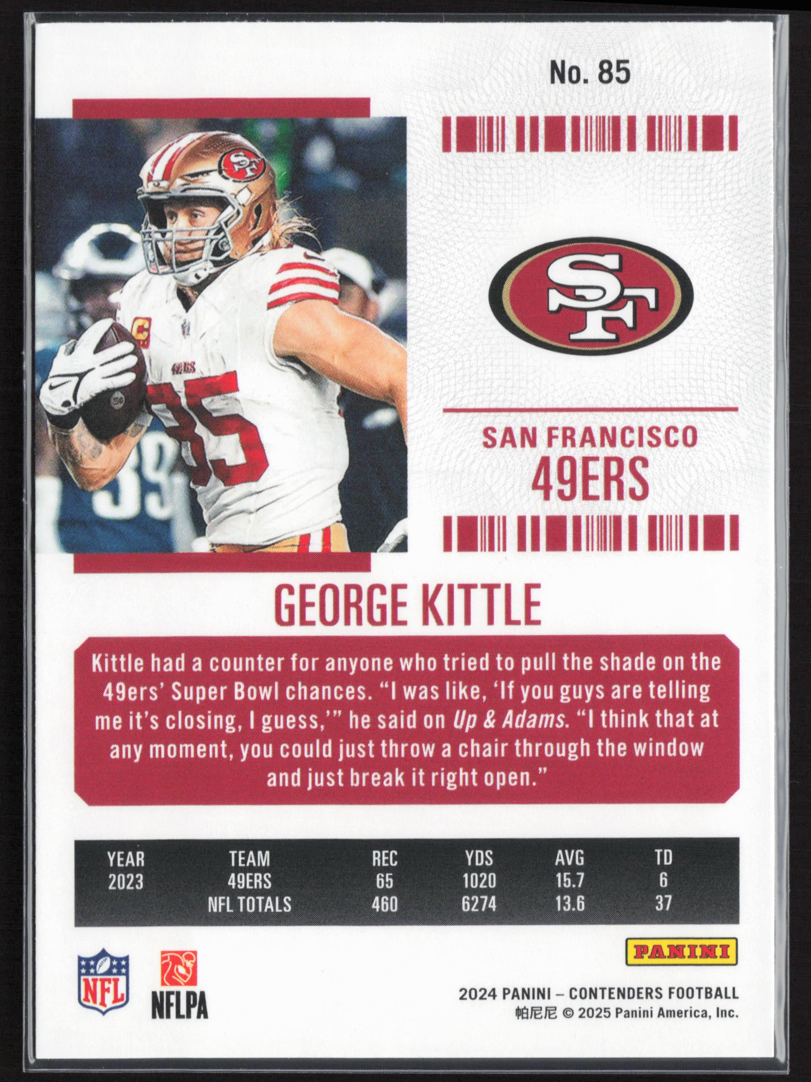 2024 Panini Contenders #85 George Kittle Season Ticket Retail