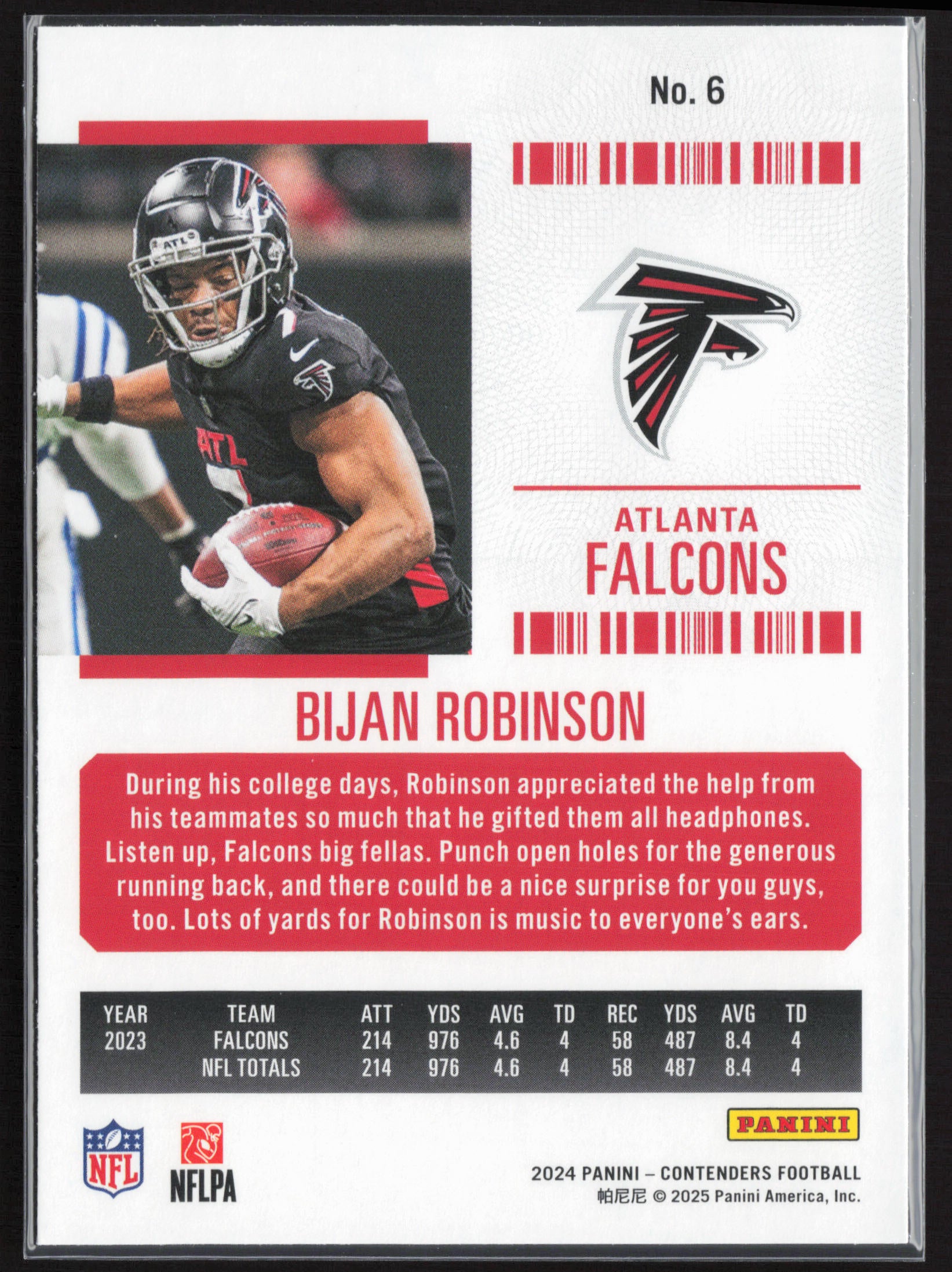 2024 Panini Contenders #6 Bijan Robinson Season Ticket Retail