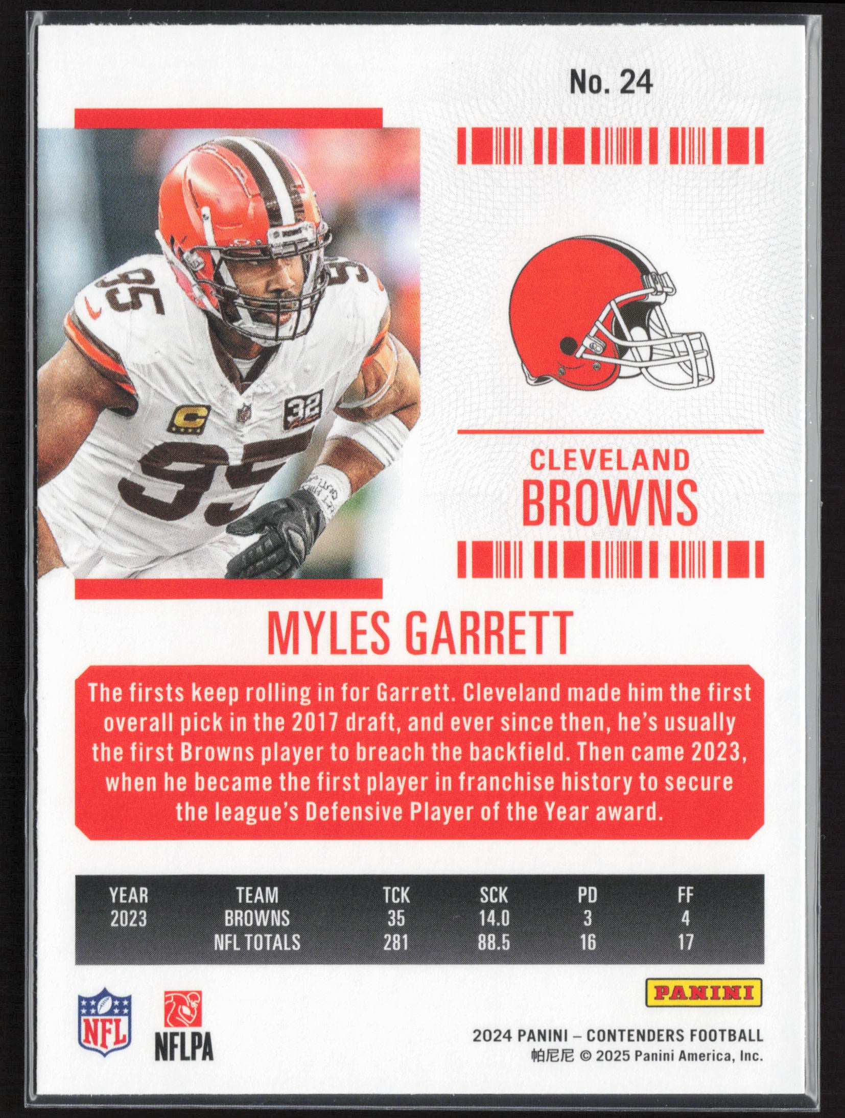 2024 Panini Contenders #24 Myles Garrett Season Ticket Retail