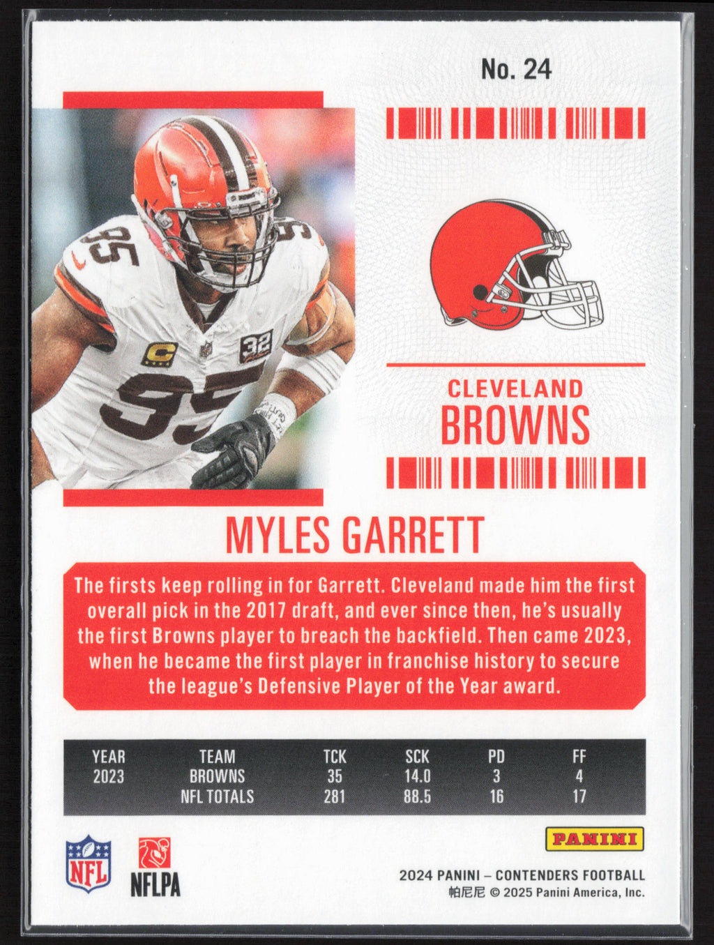2024 Panini Contenders #24 Myles Garrett Season Ticket Retail
