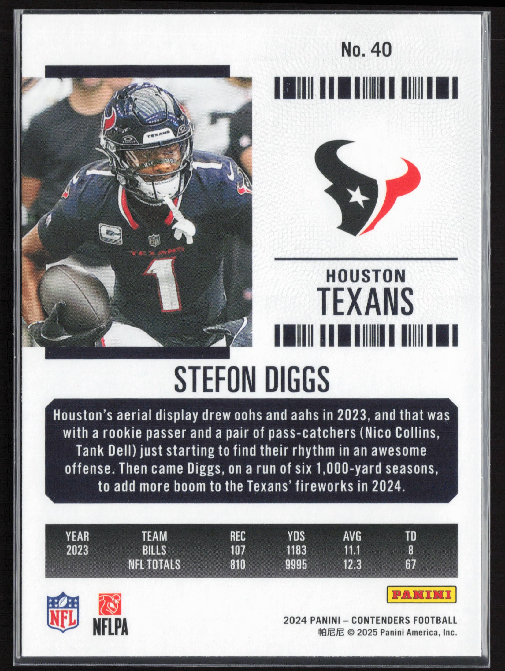 2024 Panini Contenders #40 Stefon Diggs Season Ticket Retail