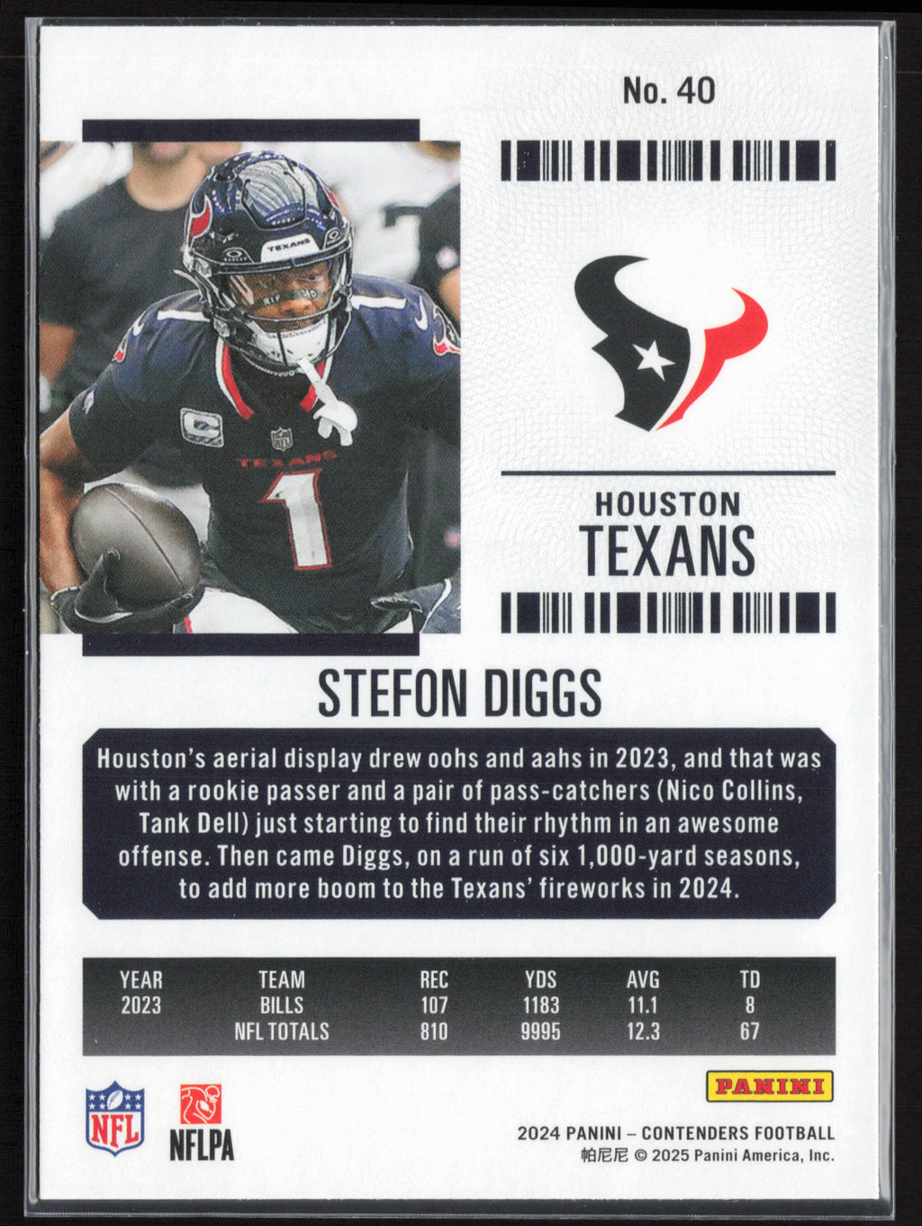 2024 Panini Contenders #40 Stefon Diggs Season Ticket Retail