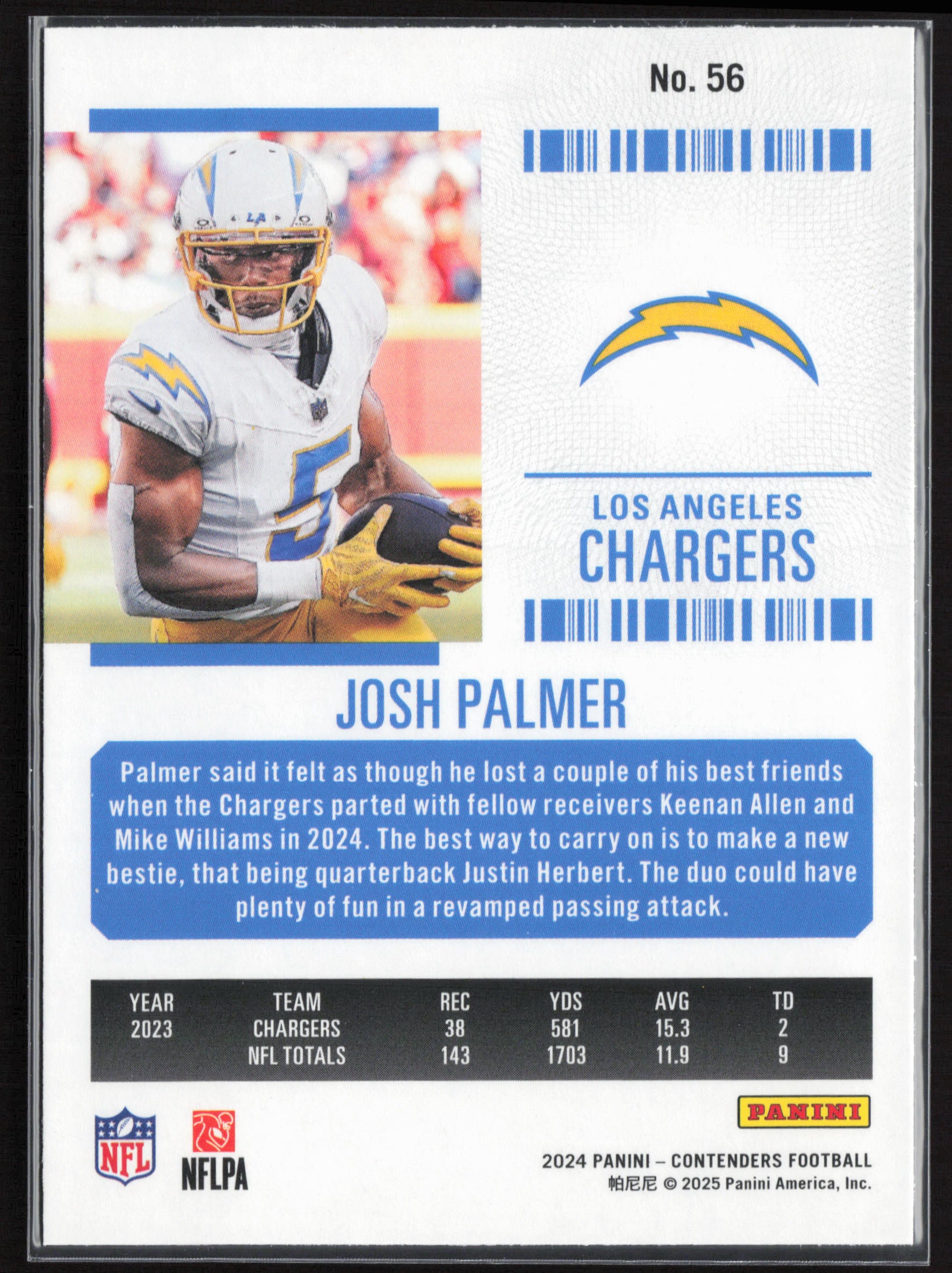 2024 Panini Contenders #56 Josh Palmer Game Ticket Red