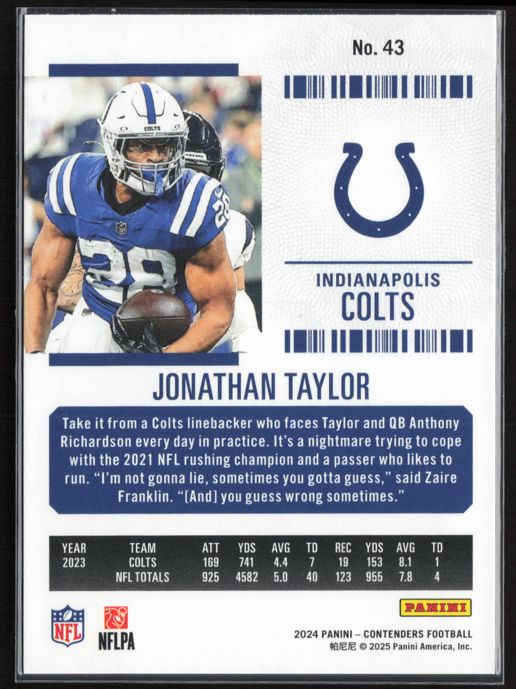 2024 Panini Contenders #43 Jonathan Taylor Season Ticket Retail