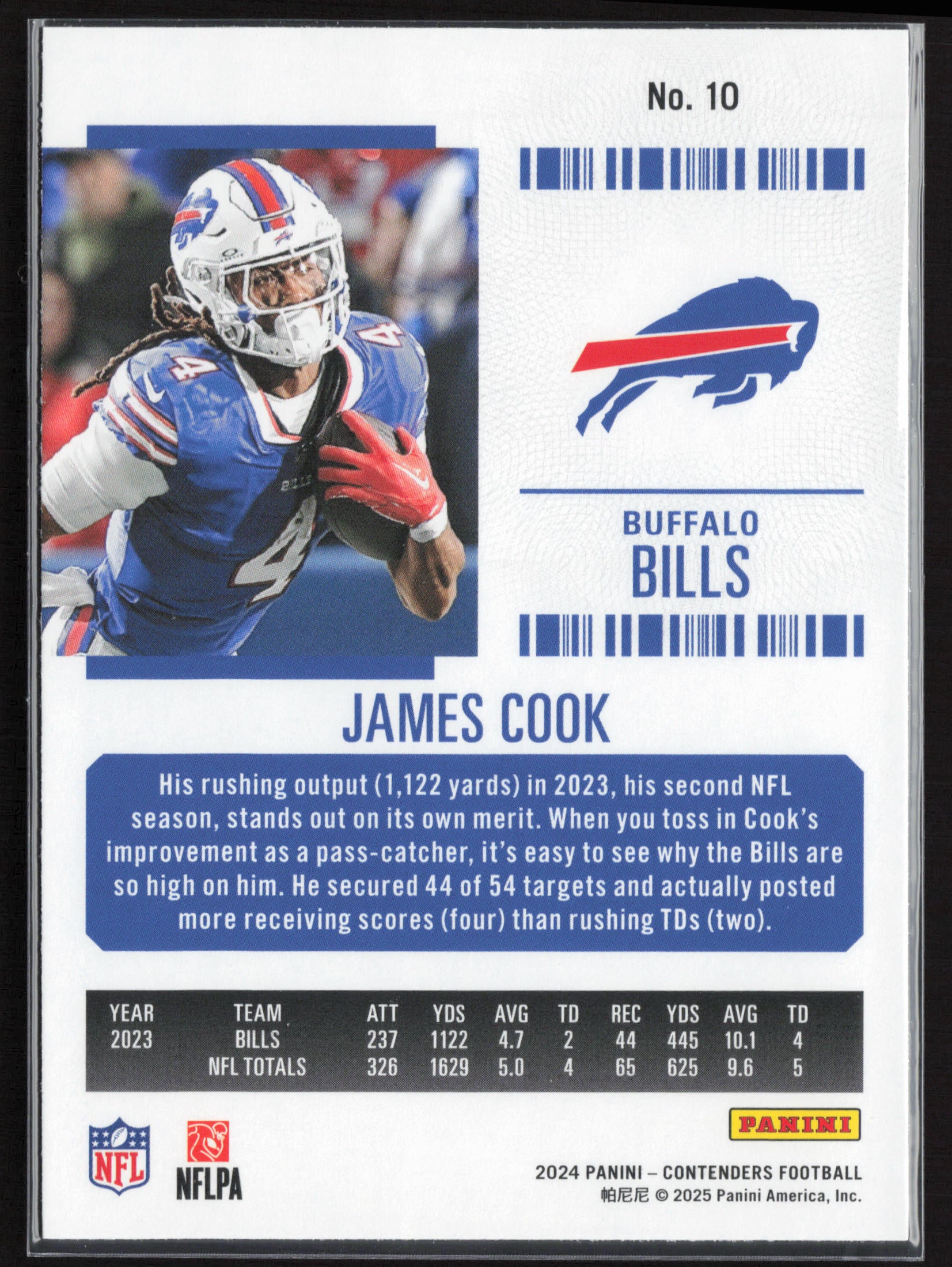 2024 Panini Contenders #10 James Cook Season Ticket Retail