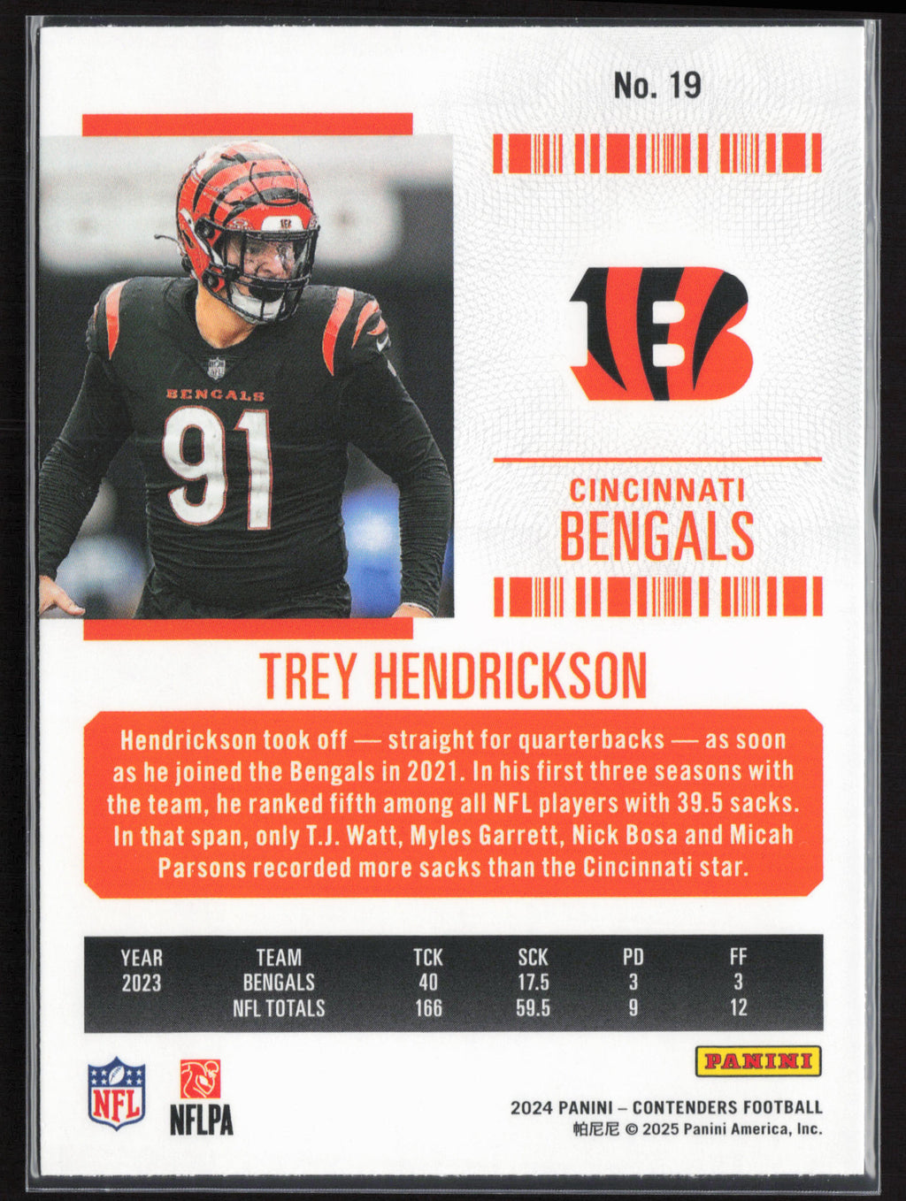 2024 Panini Contenders #19 Trey Hendrickson Season Ticket Retail