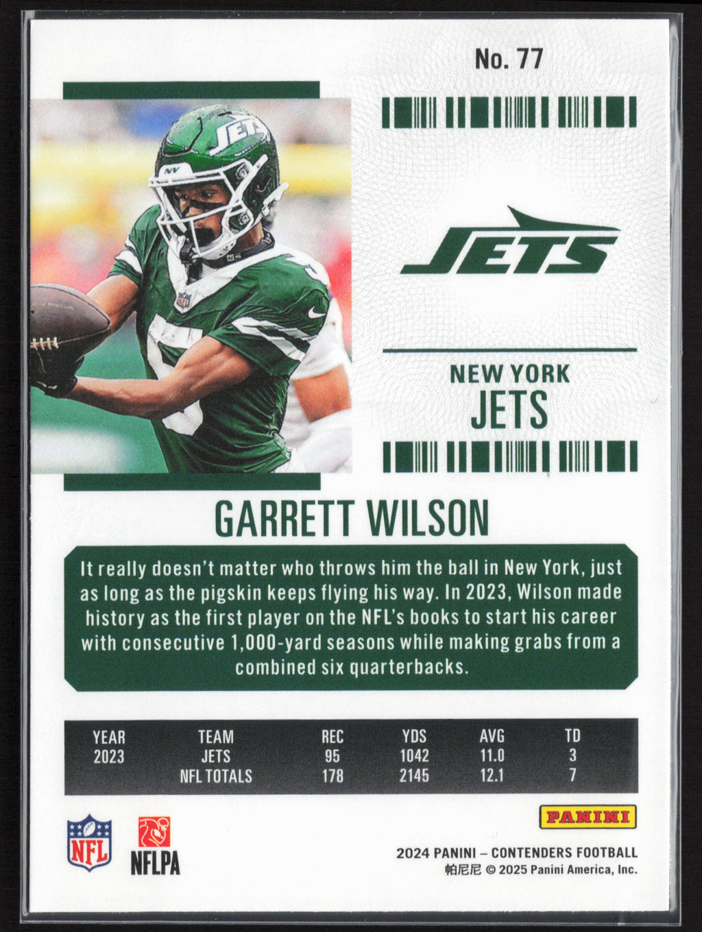 2024 Panini Contenders #77 Garrett Wilson Season Ticket Retail