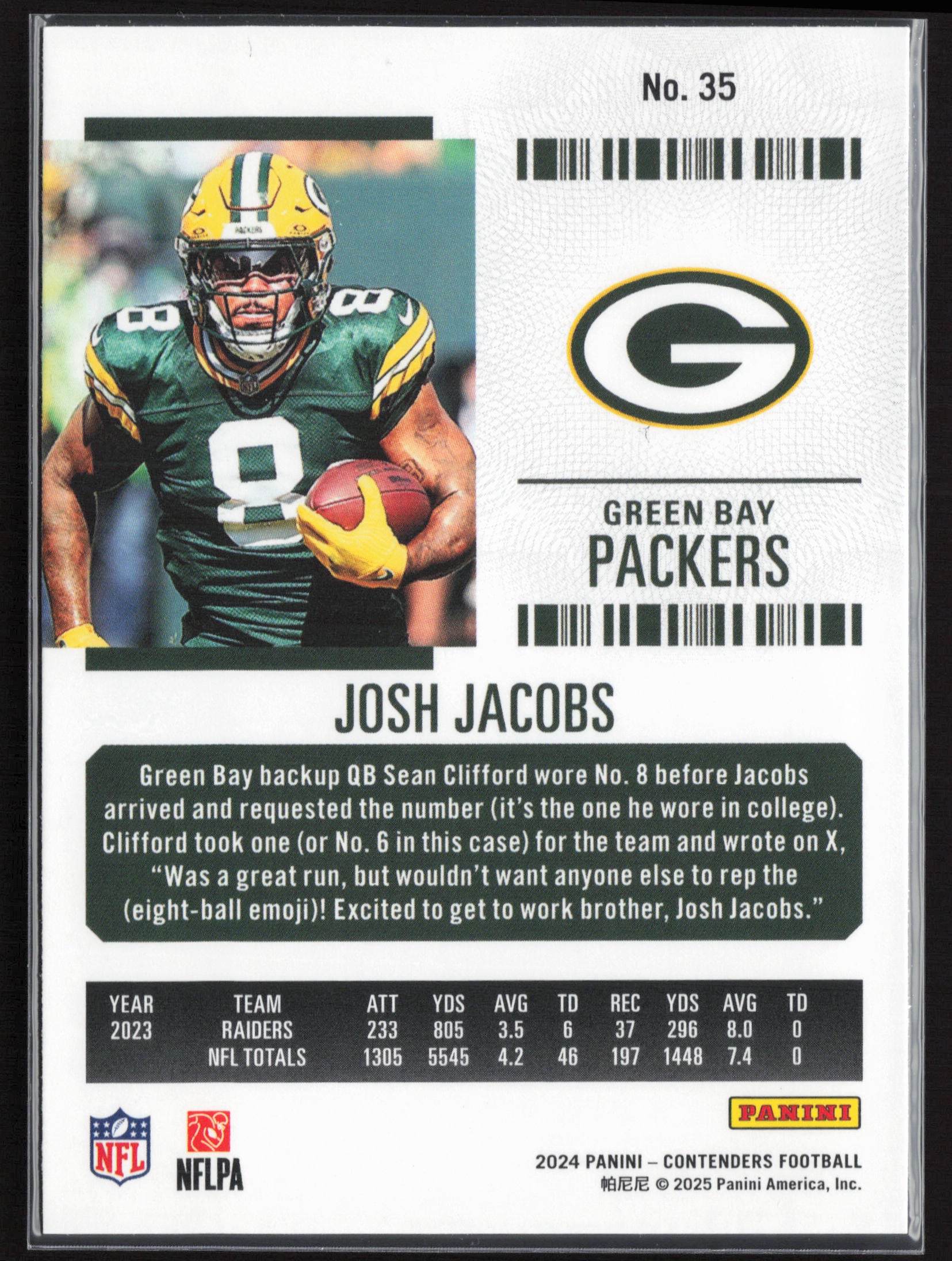 2024 Panini Contenders #35 Josh Jacobs Season Ticket Retail