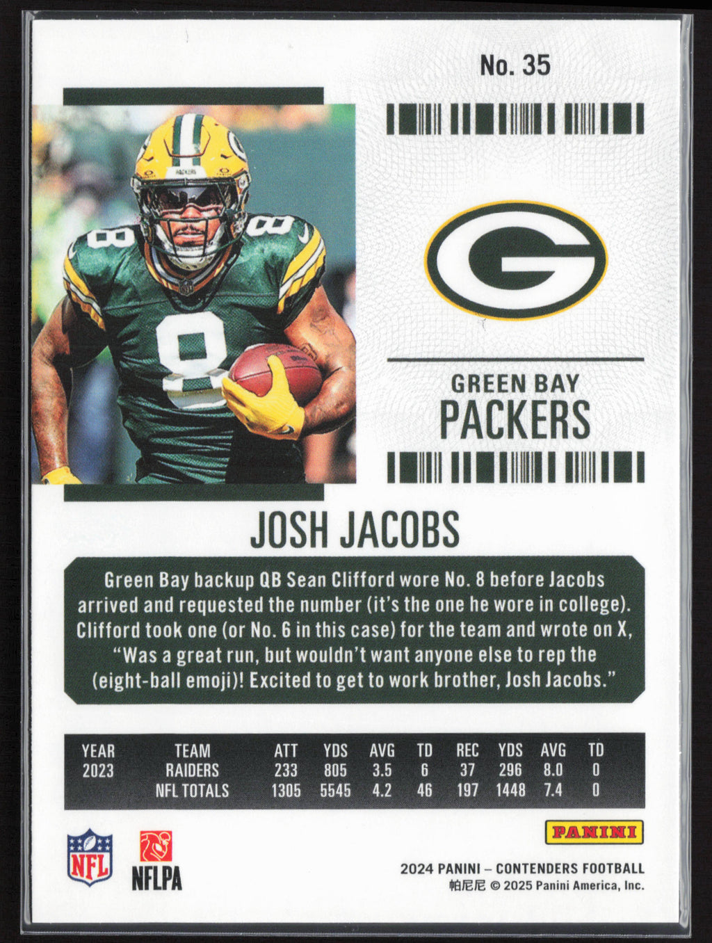 2024 Panini Contenders #35 Josh Jacobs Season Ticket Retail