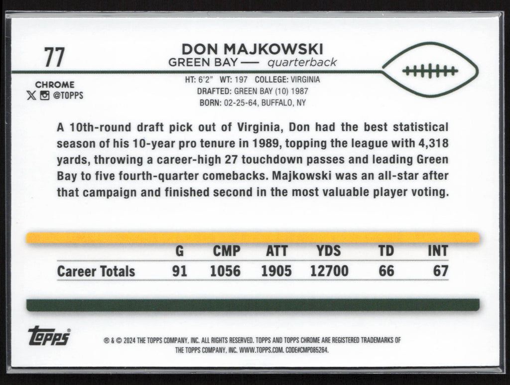 2024 Topps Chrome #77 Don Majkowski Pink Refractor