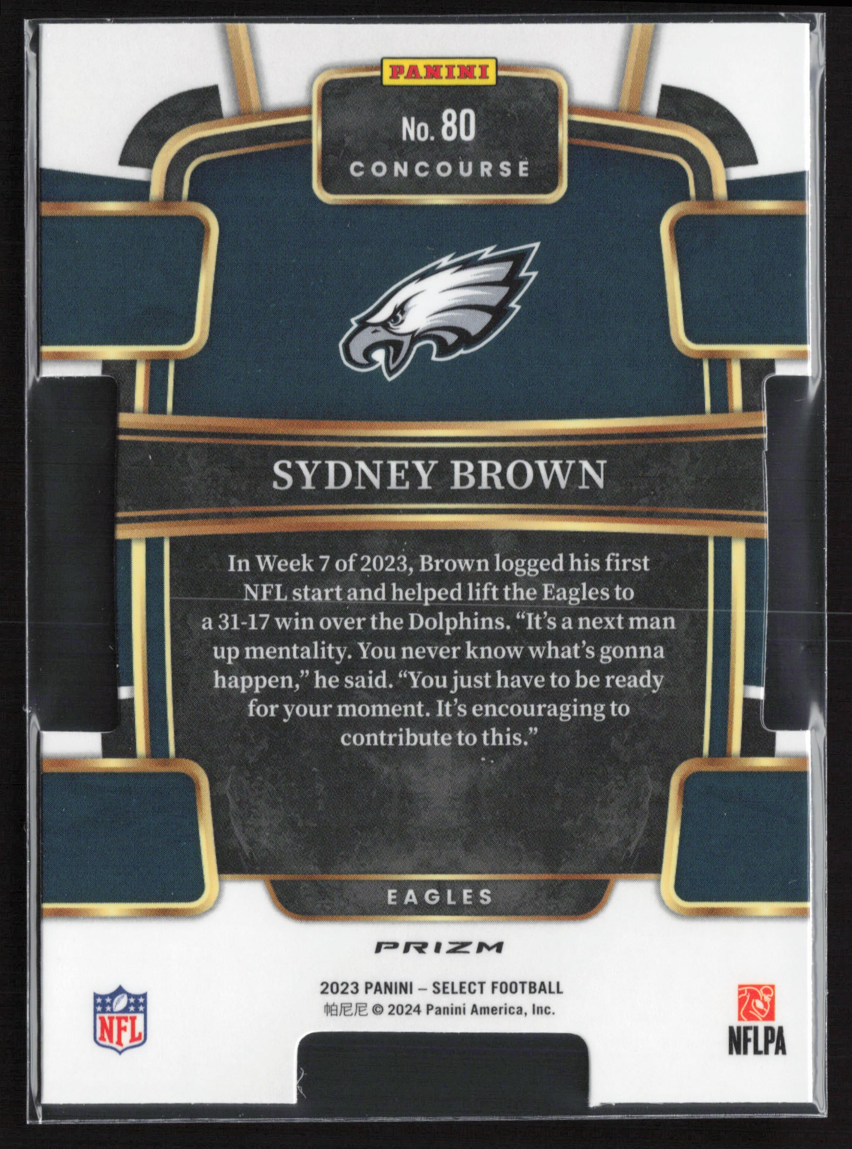 2023 Panini Select #80 Sydney Brown Green and Yellow Prizms Die Cuts