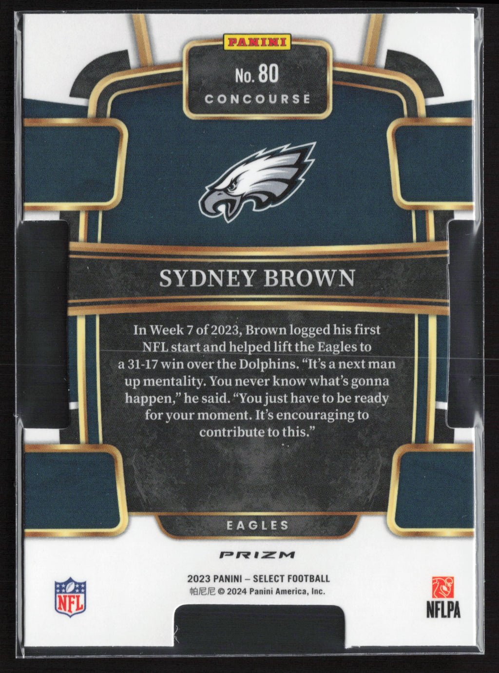 2023 Panini Select #80 Sydney Brown Green and Yellow Prizms Die Cuts