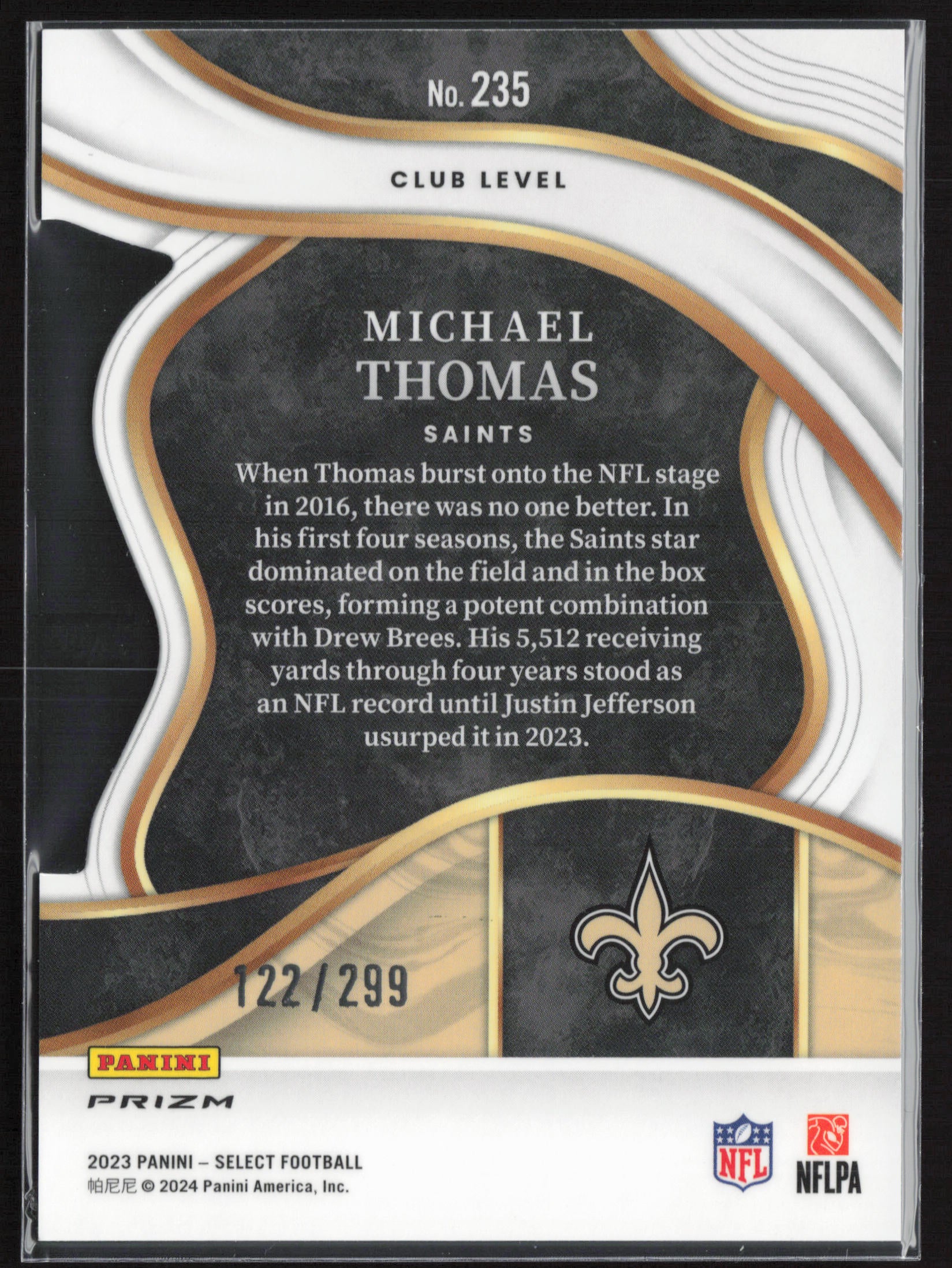 2023 Panini Select #235 Michael Thomas Copper Prizms Die Cuts