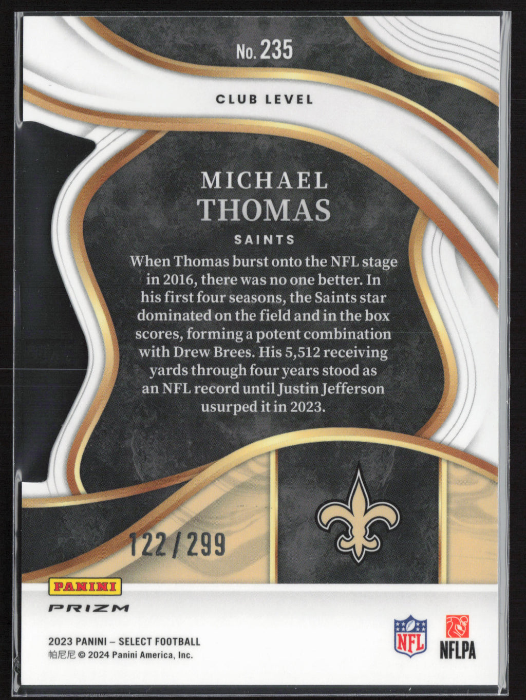 2023 Panini Select #235 Michael Thomas Copper Prizms Die Cuts