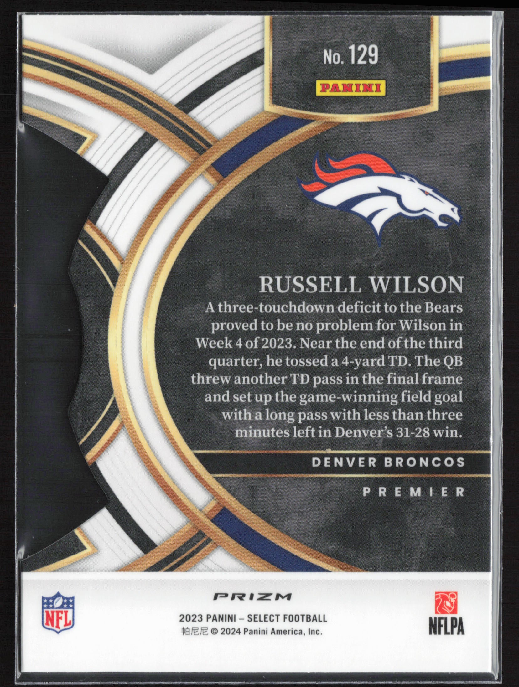 2023 Panini Select #129 Russell Wilson Green and Yellow Prizms Die Cuts