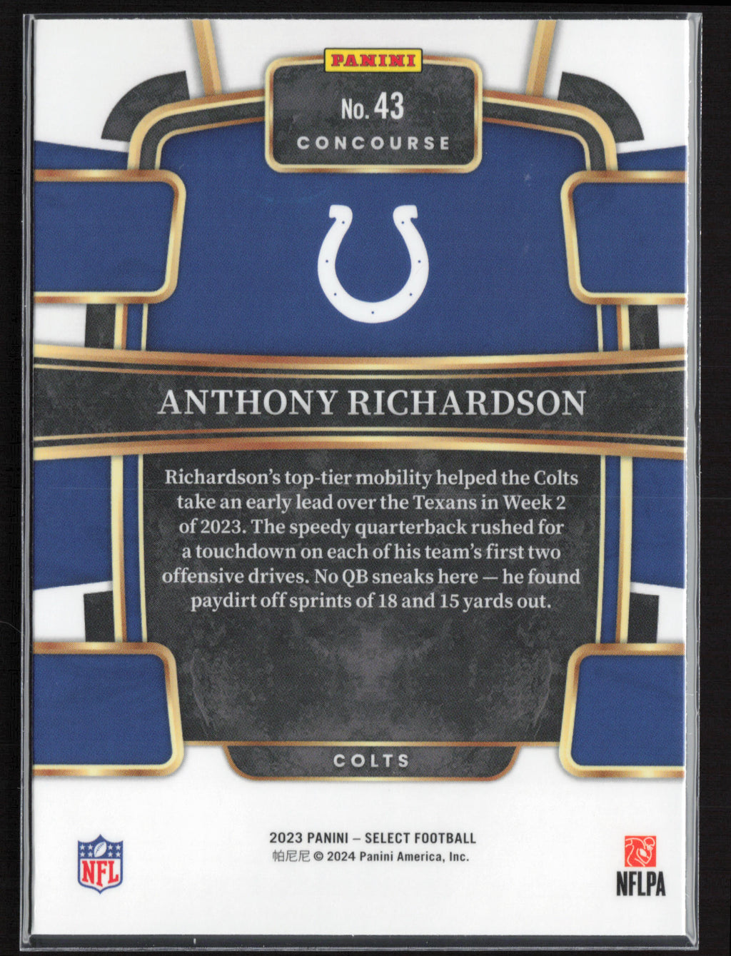 2023 Panini Select #43 Anthony Richardson
