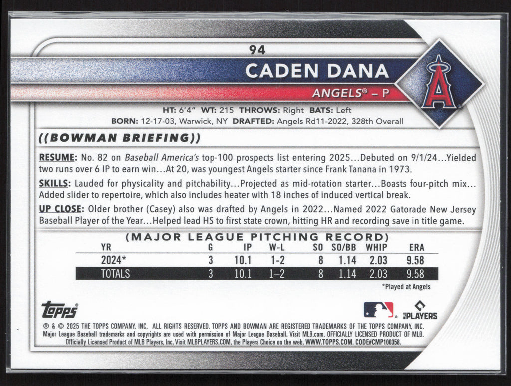 2025 Bowman #94 Caden Dana