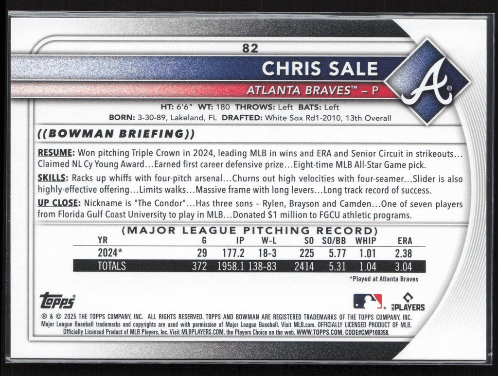 2025 Bowman #82 Chris Sale