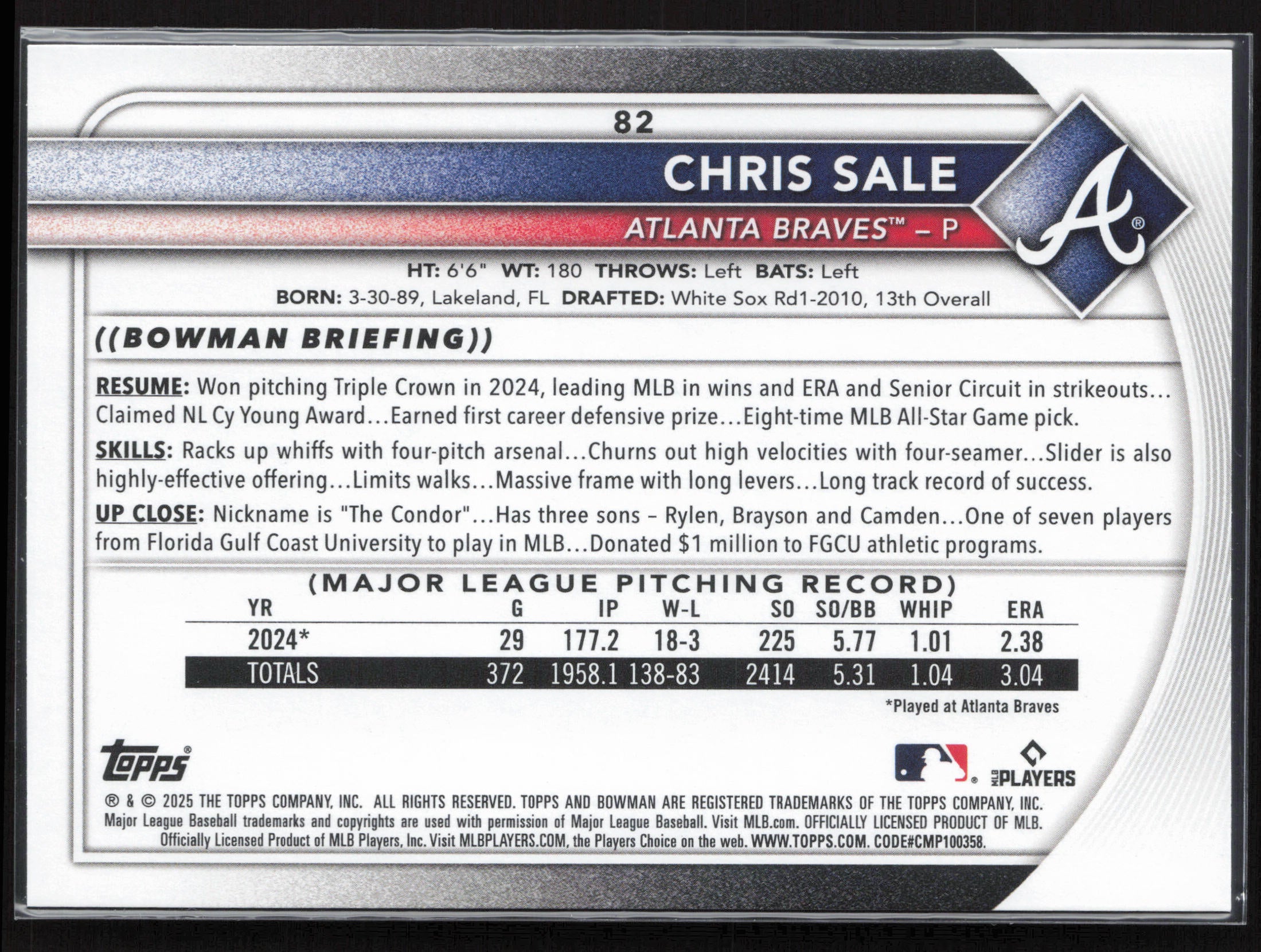 2025 Bowman #82 Chris Sale
