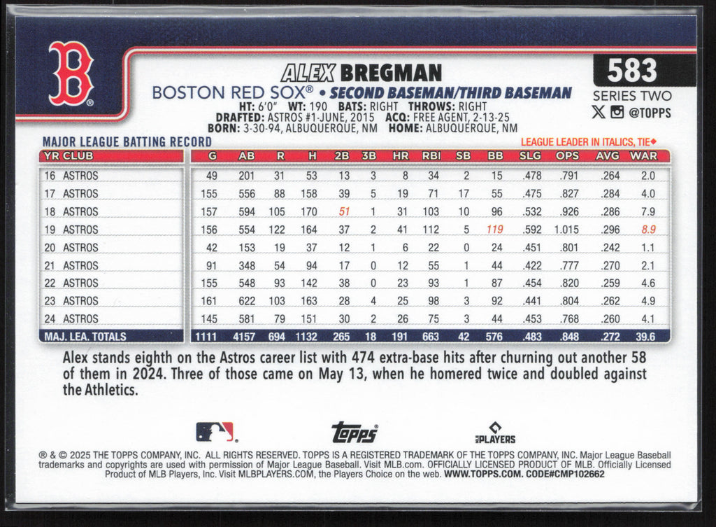 2025 Topps #583 Alex Bregman