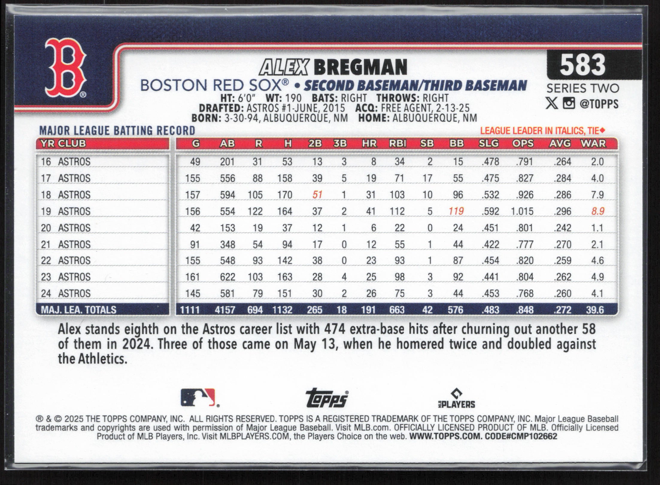 2025 Topps #583 Alex Bregman