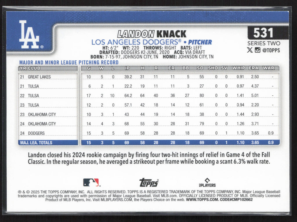 2025 Topps #531 Landon Knack