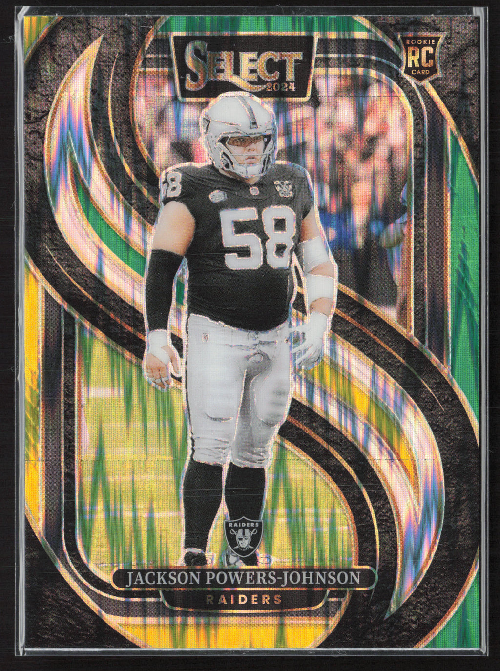 2024 Panini Select #148 Jackson Powers-Johnson Green & Yellow Prizm Shock