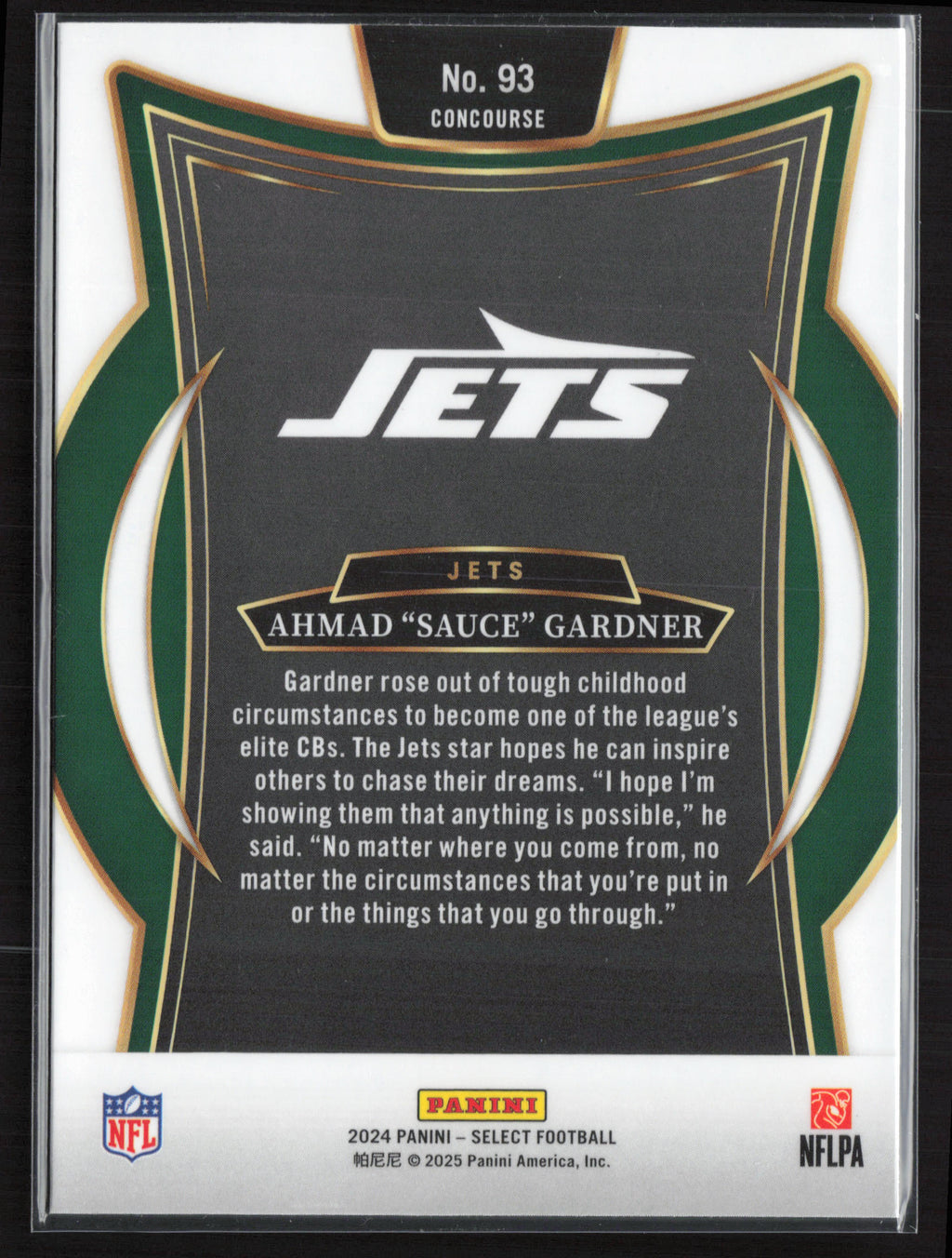 2024 Panini Select #93 Ahmad "Sauce" Gardner