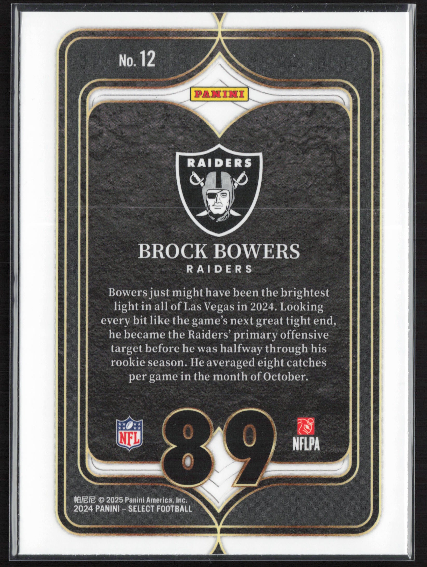 2024 Panini Select #12 Brock Bowers Select Numbers